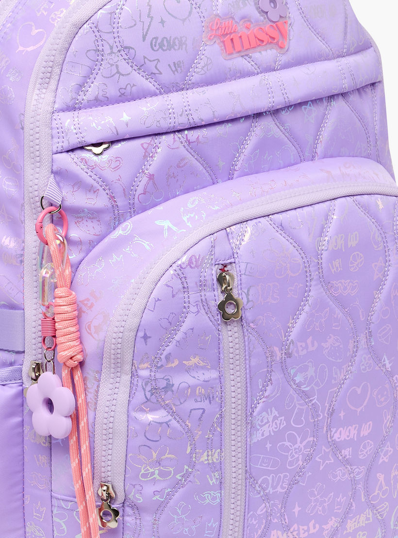شنطة ظهر بطبعات وبجيب مبطن للابتوب للبنات بعمر 13 سنة فما فوق من ليتل ميسي-school-bagsandbackpacks-backpacks-image-3