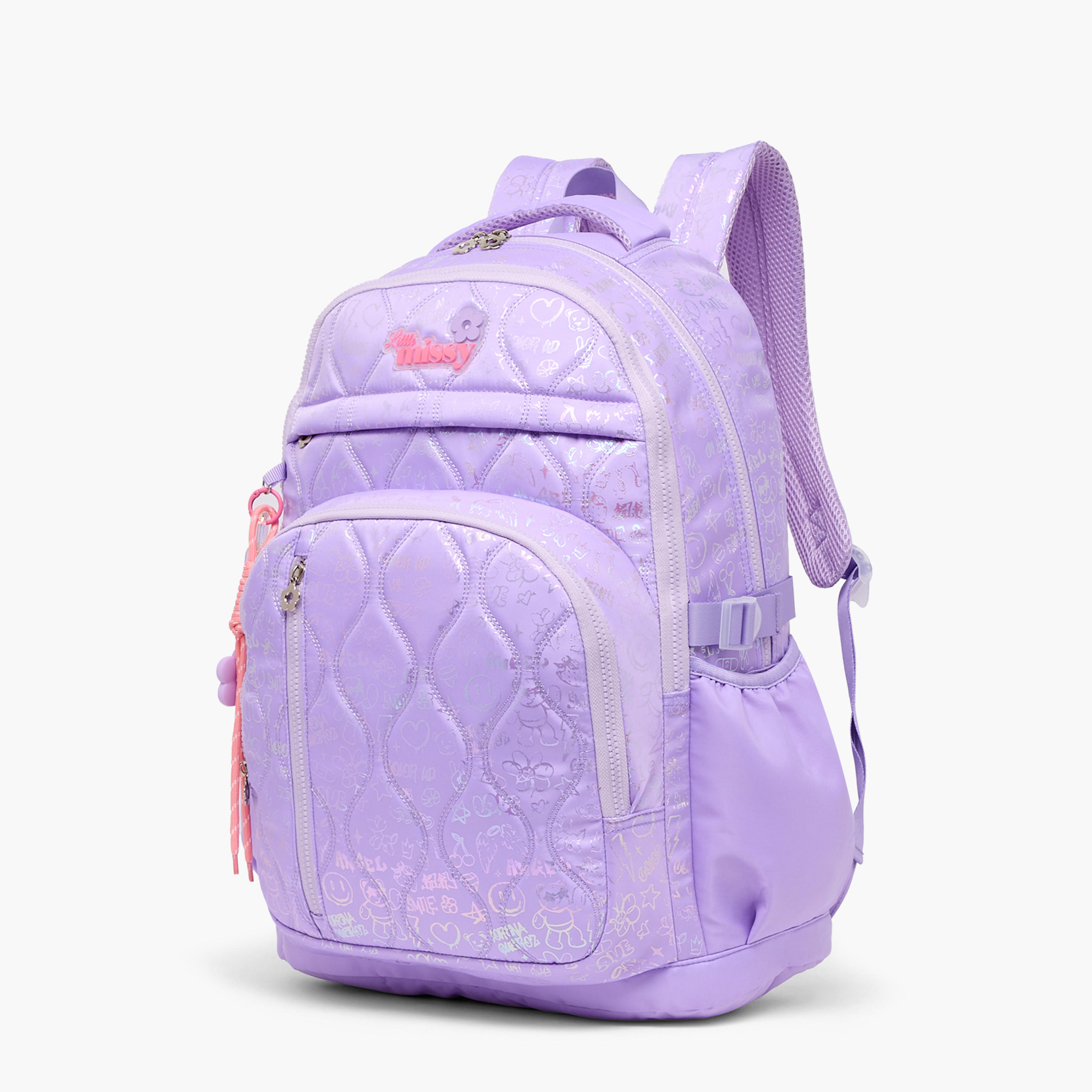شنطة ظهر بطبعات وبجيب مبطن للابتوب للبنات بعمر 13 سنة فما فوق من ليتل ميسي-school-bagsandbackpacks-backpacks-image-5