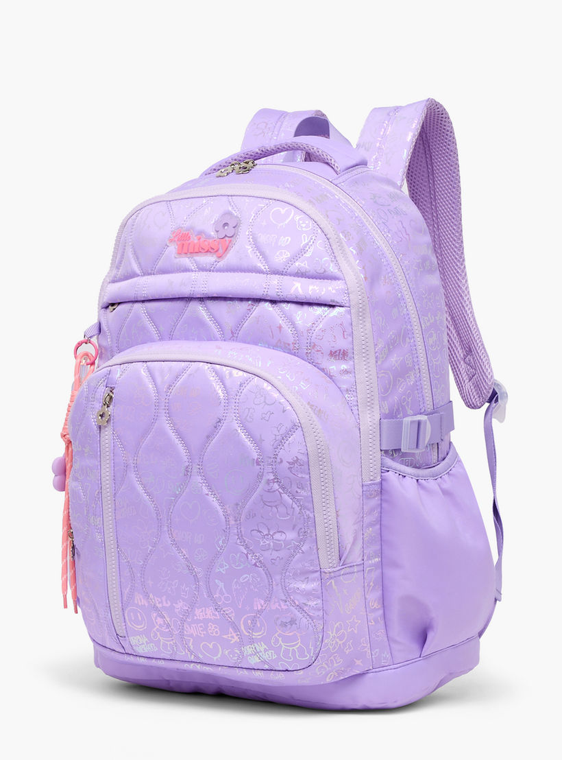 شنطة ظهر بطبعات وبجيب مبطن للابتوب للبنات بعمر 13 سنة فما فوق من ليتل ميسي-school-bagsandbackpacks-backpacks-image-5