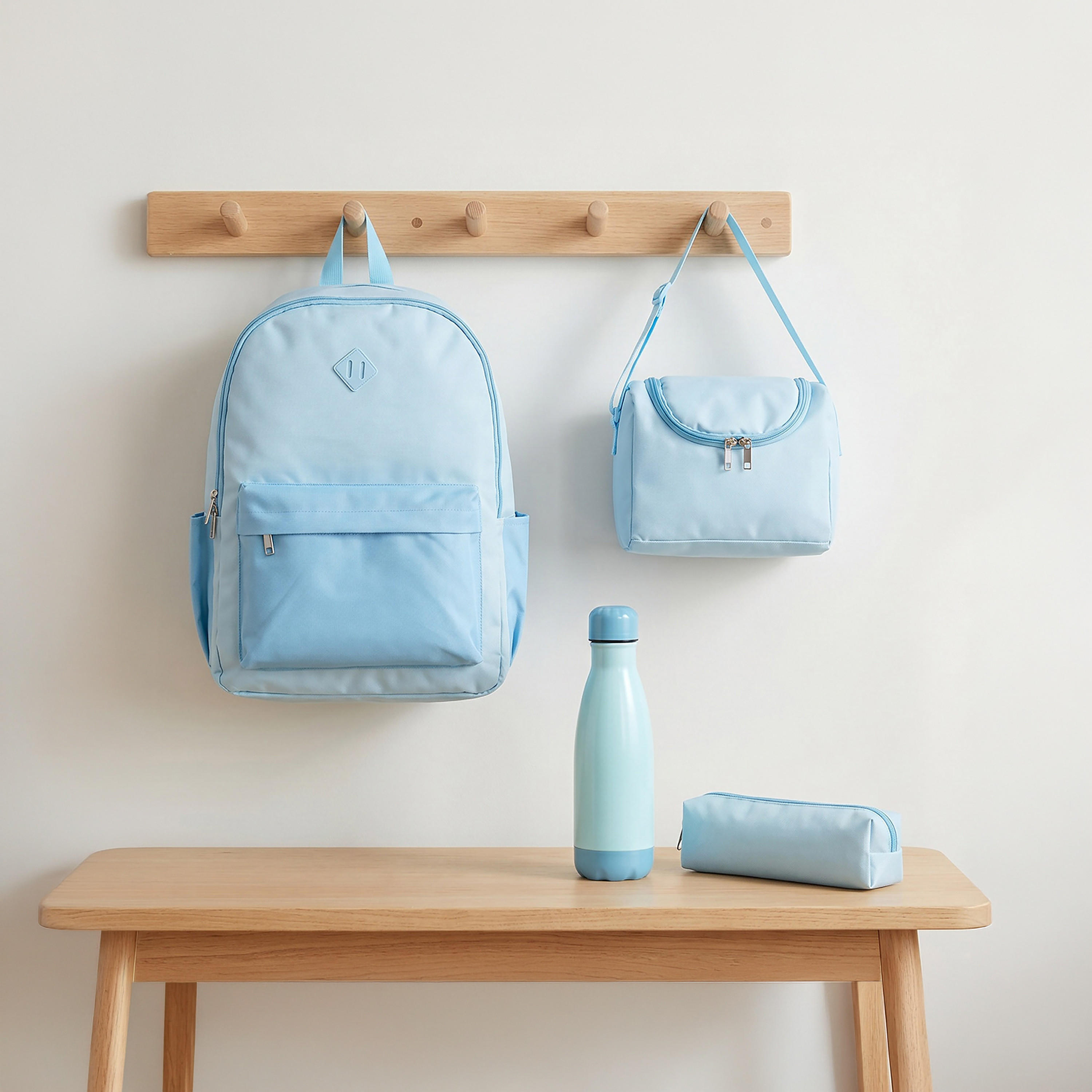 Solid 4-Piece School Bag Set for Kids 8-13 Years with Pencil Pouch and Lunch Bag - 17 inch-school-bagsandbackpacks-backpacks-image-1