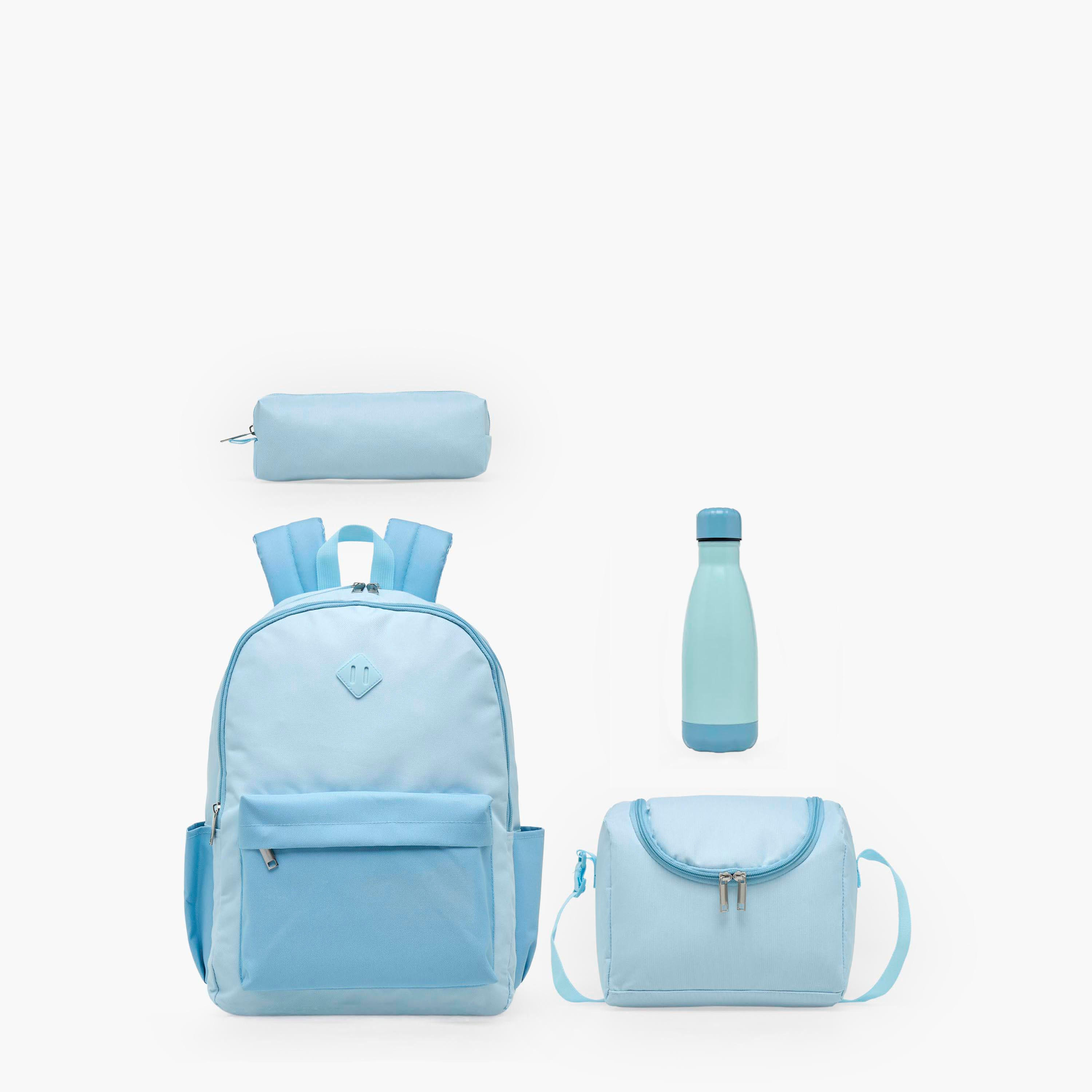 Solid 4-Piece School Bag Set for Kids 8-13 Years with Pencil Pouch and Lunch Bag - 17 inch-school-bagsandbackpacks-backpacks-image-2