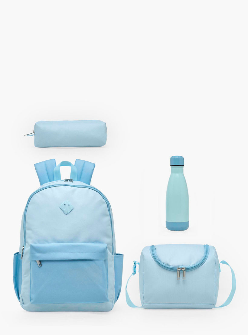 Solid 4-Piece School Bag Set for Kids 8-13 Years with Pencil Pouch and Lunch Bag - 17 inch-school-bagsandbackpacks-backpacks-image-2