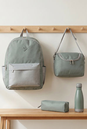 طقم شنطة مدرسية سادة 4 قطع للأطفال 8-13 سنوات مع مقلمة وشنطة غداء - 17 بوصة-school-bagsandbackpacks-image-1