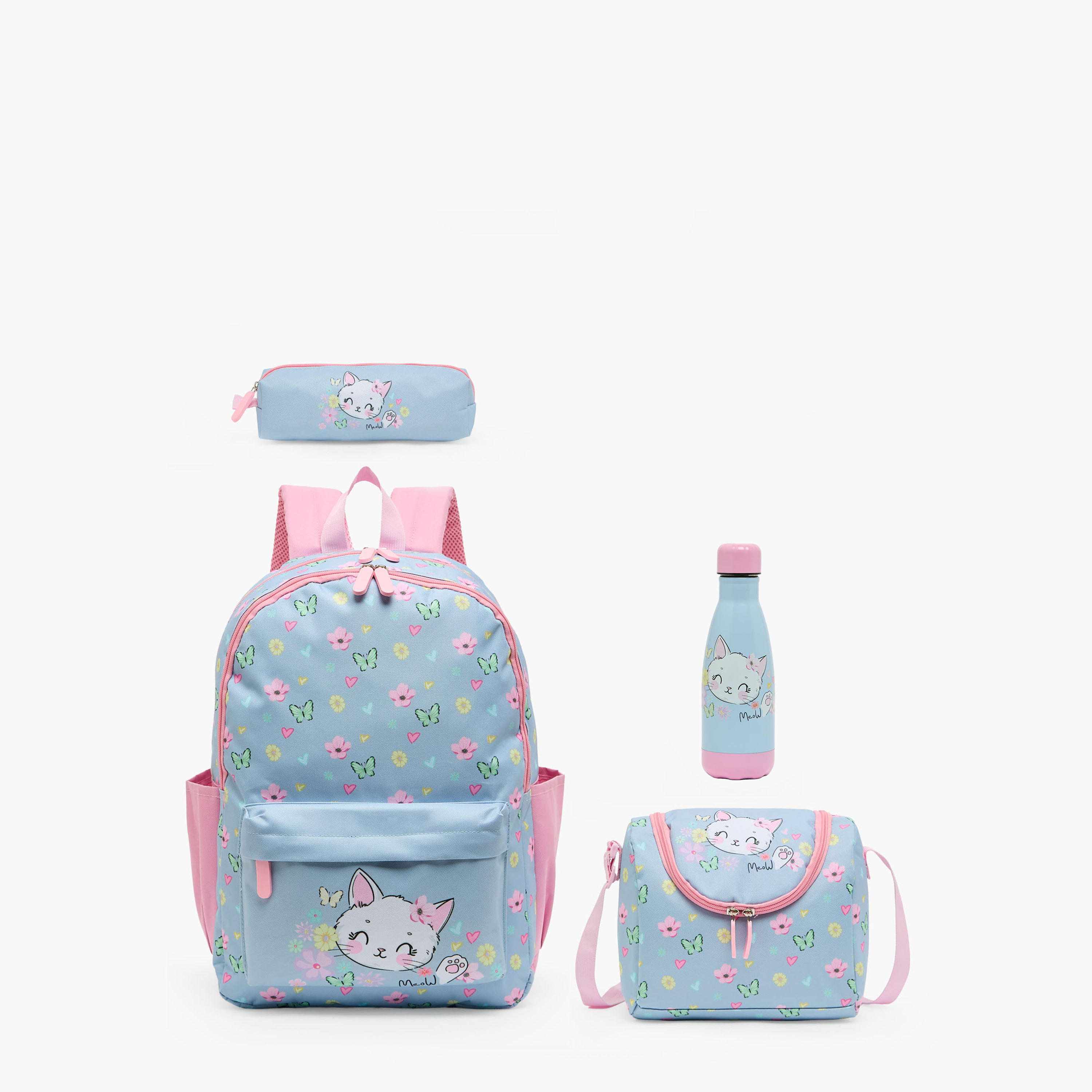 Kitty Print 4-Piece Backpack School Bag Set for Girls 5-8 Years with Pencil Pouch - 17 inches-school-bagsandbackpacks-backpacks-image-2