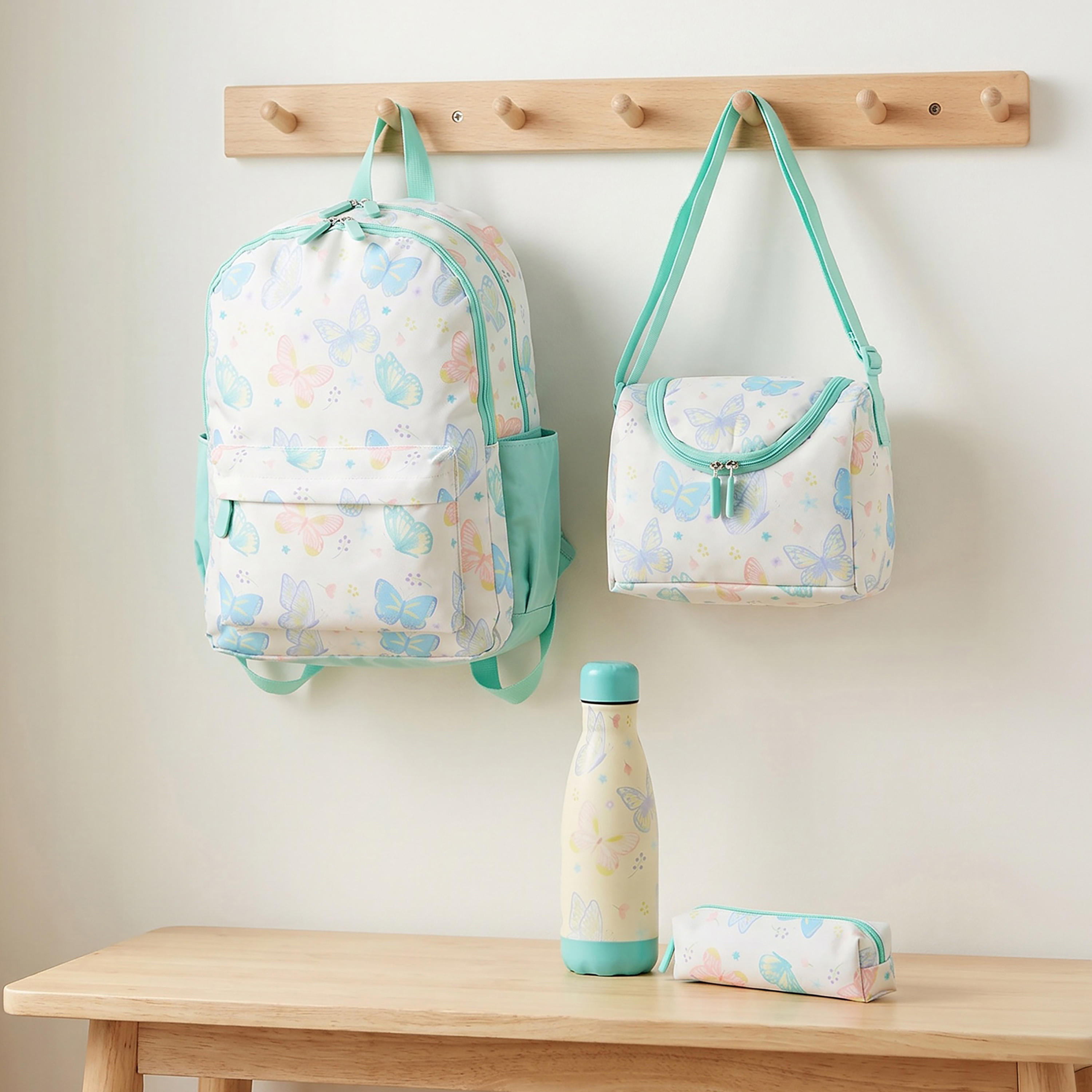 Butterfly Print 4-Piece Backpack School Bag Set for Girls 8-13 Years with Pencil Pouch - 17 inches-school-bagsandbackpacks-backpacks-image-1