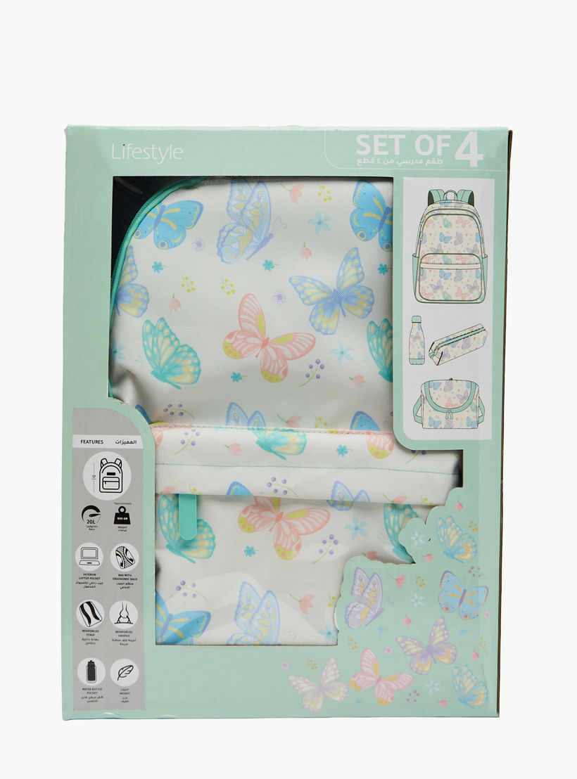 Butterfly Print 4-Piece Backpack School Bag Set for Girls 8-13 Years with Pencil Pouch - 17 inches-school-bagsandbackpacks-backpacks-image-15