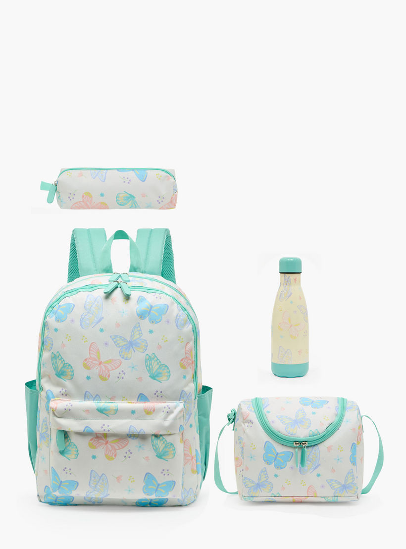 Butterfly Print 4-Piece Backpack School Bag Set for Girls 8-13 Years with Pencil Pouch - 17 inches-school-bagsandbackpacks-backpacks-image-2