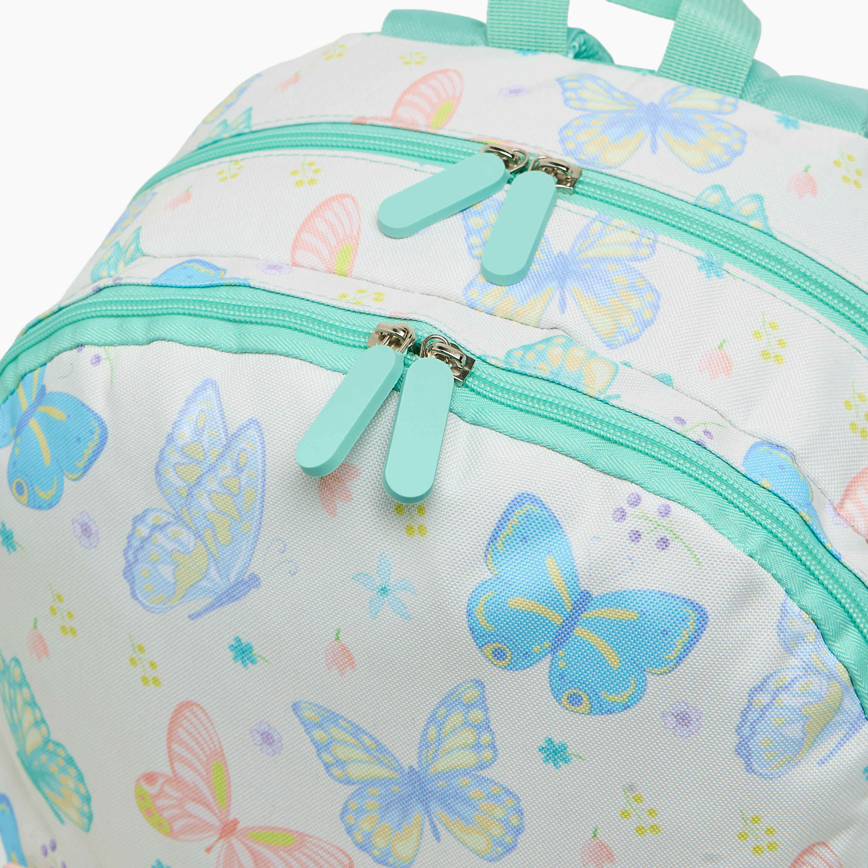 طقم شنطة مدرسية 4 قطع بطبعات فراشات مع مقلمة للبنات 8-13 سنوات - 17 بوصة-school-bagsandbackpacks-backpacks-image-6