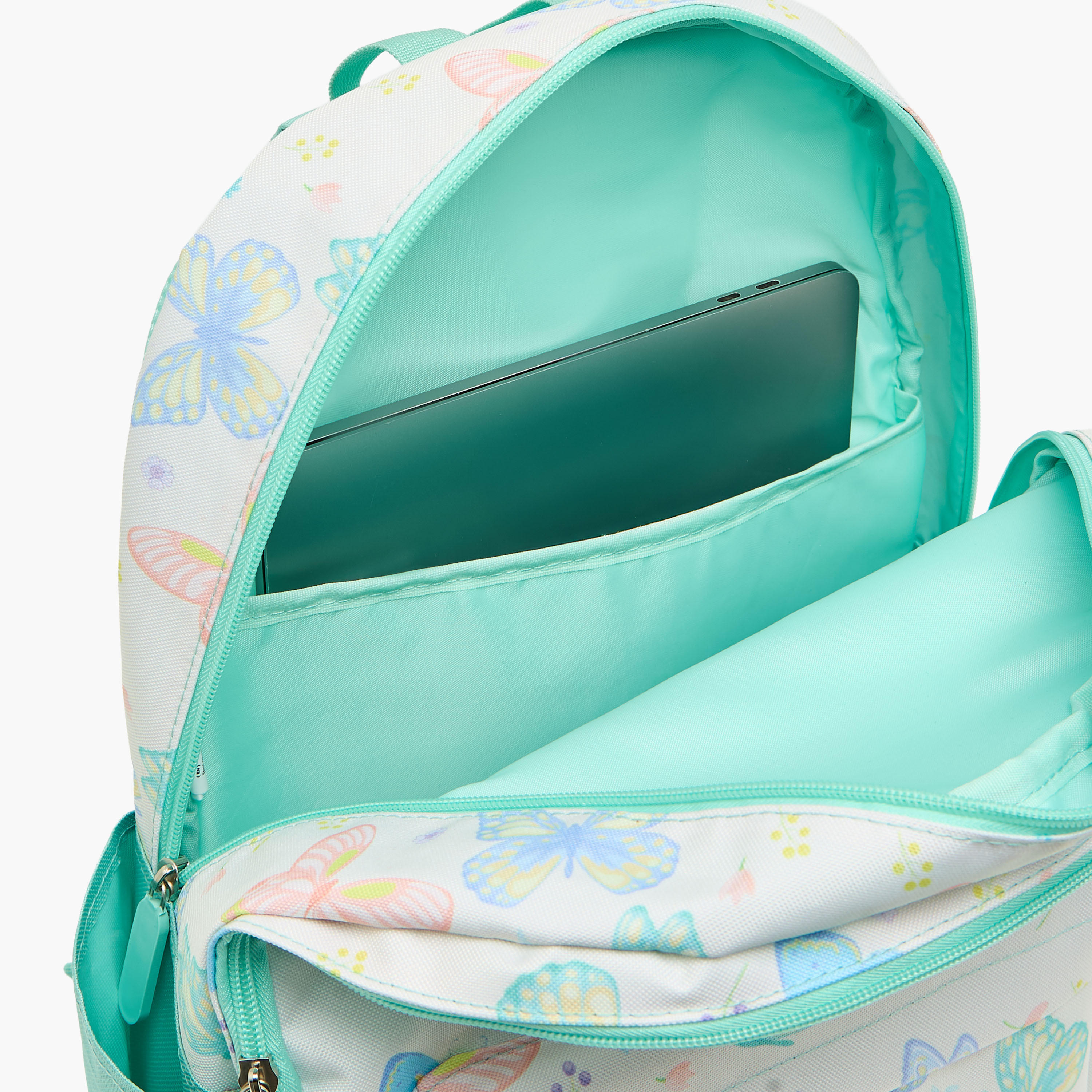 طقم شنطة مدرسية 4 قطع بطبعات فراشات مع مقلمة للبنات 8-13 سنوات - 17 بوصة-school-bagsandbackpacks-backpacks-image-7