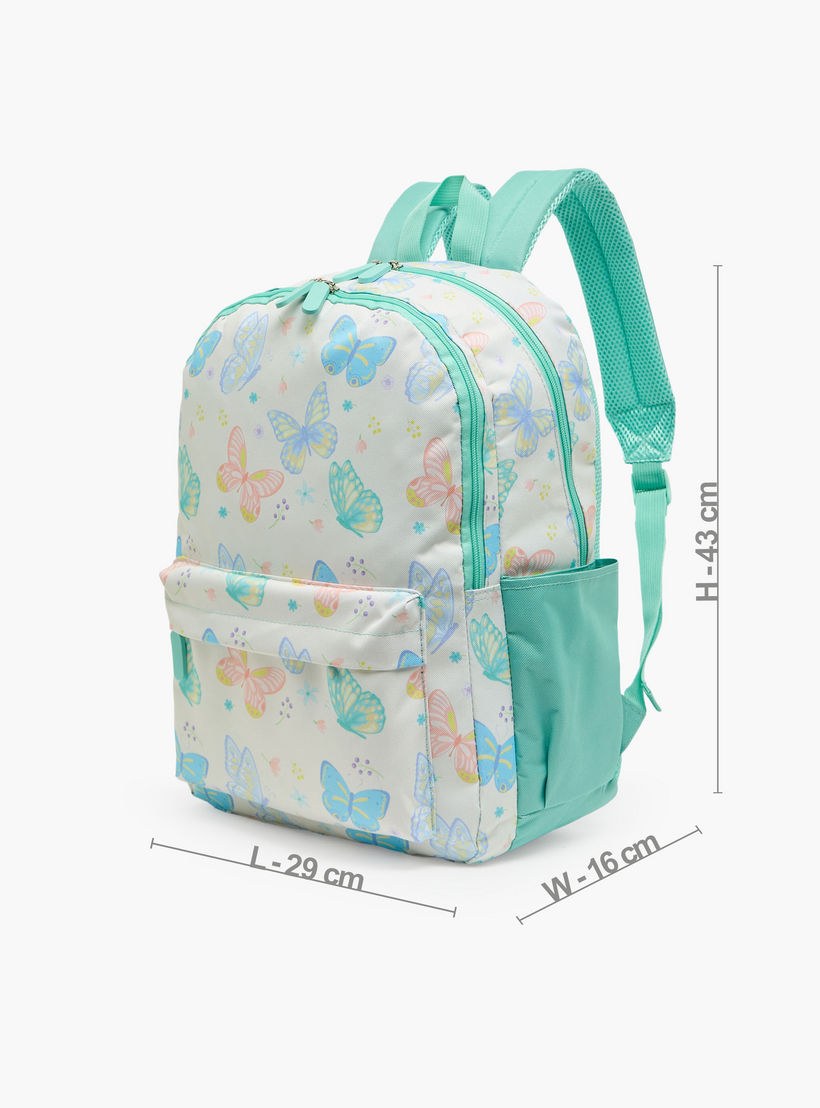 Butterfly Print 4-Piece Backpack School Bag Set for Girls 8-13 Years with Pencil Pouch - 17 inches-school-bagsandbackpacks-backpacks-image-8