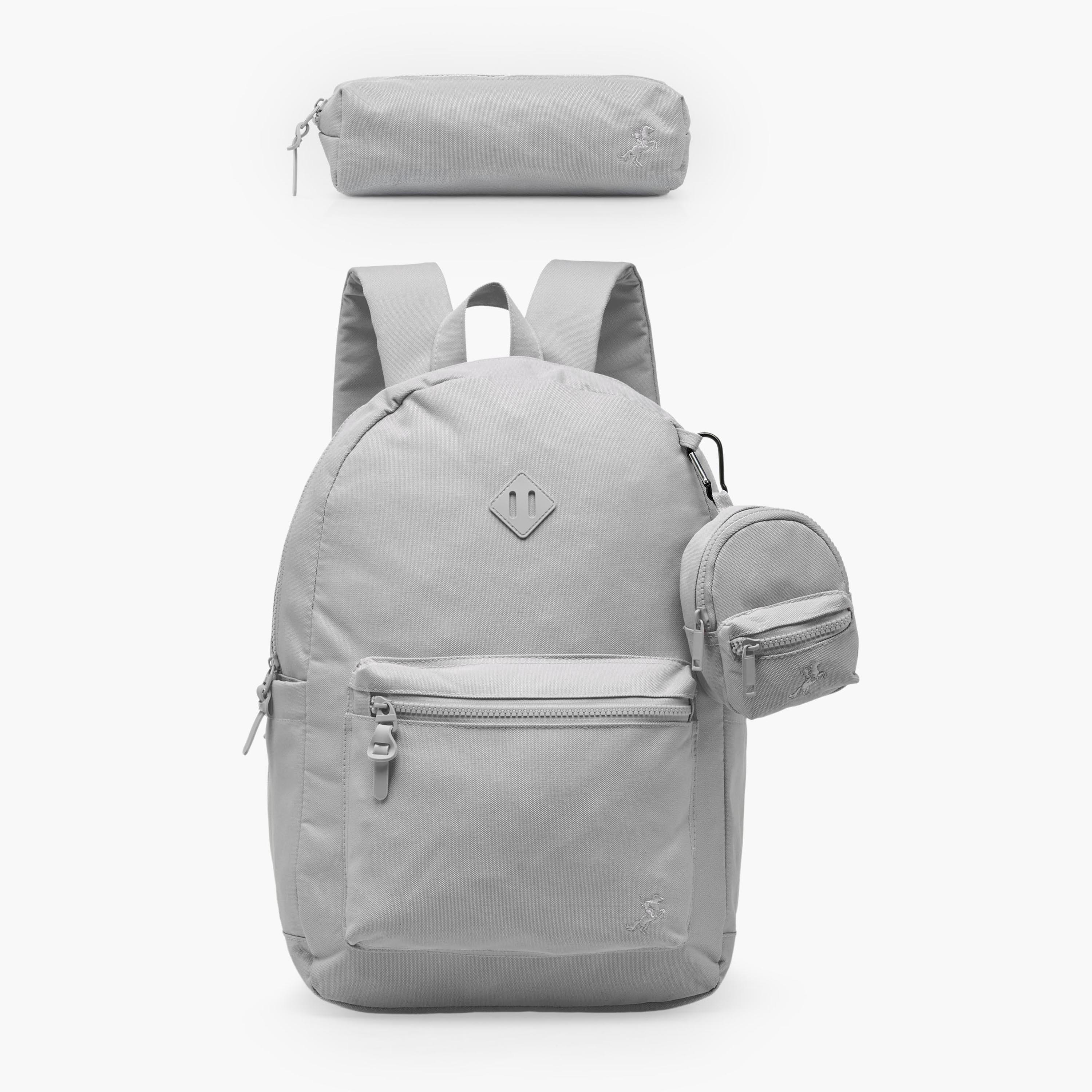 طقم شنطة ظهر مدرسية سادة للأطفال من 8 إلى 13 سنة مع مقلمة وباوتش - 17 بوصة-school-bagsandbackpacks-backpacks-image-2