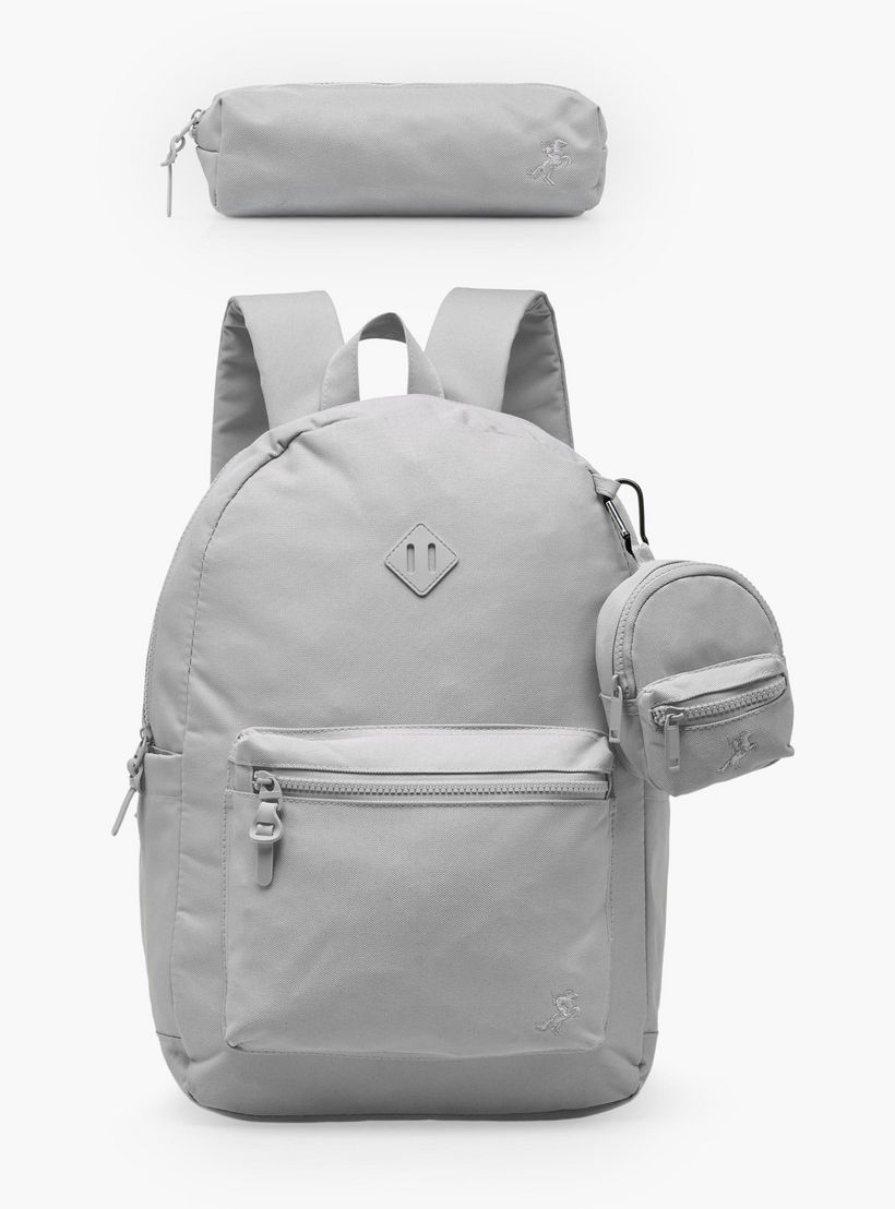 طقم شنطة ظهر مدرسية سادة للأطفال من 8 إلى 13 سنة مع مقلمة وباوتش - 17 بوصة-school-bagsandbackpacks-backpacks-image-2