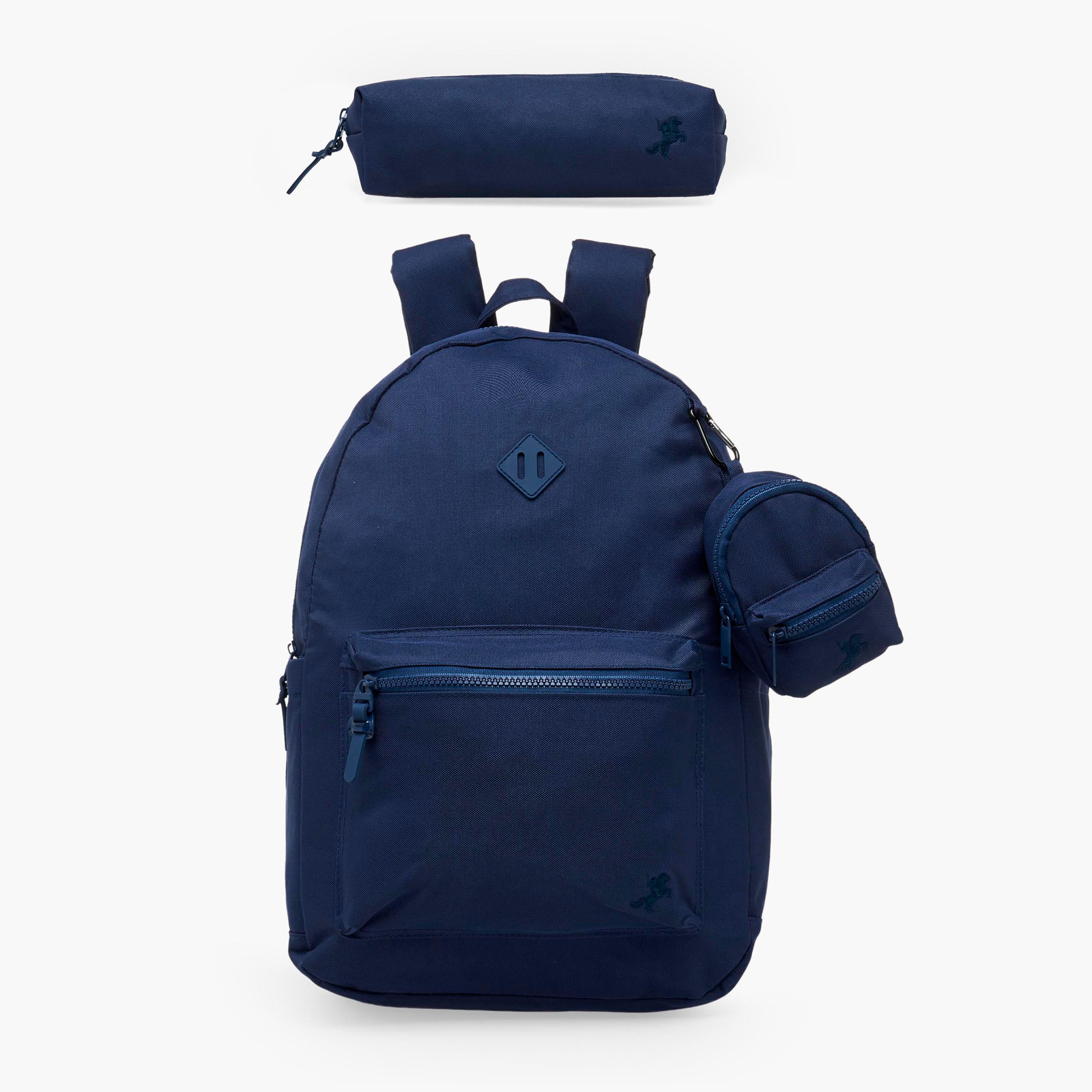 طقم شنطة ظهر مدرسية سادة للأطفال من 8 إلى 13 سنة مع مقلمة وباوتش - 17 بوصة-school-bagsandbackpacks-backpacks-image-2