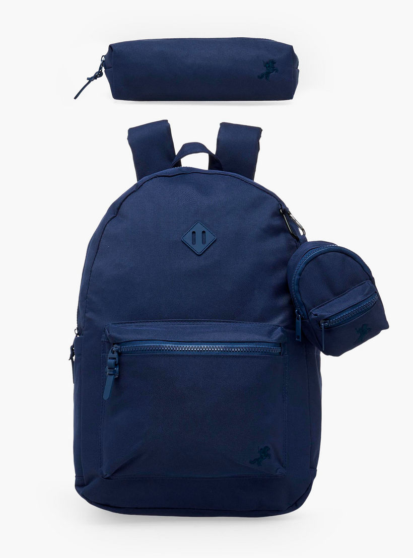 طقم شنطة ظهر مدرسية سادة للأطفال من 8 إلى 13 سنة مع مقلمة وباوتش - 17 بوصة-school-bagsandbackpacks-backpacks-image-2