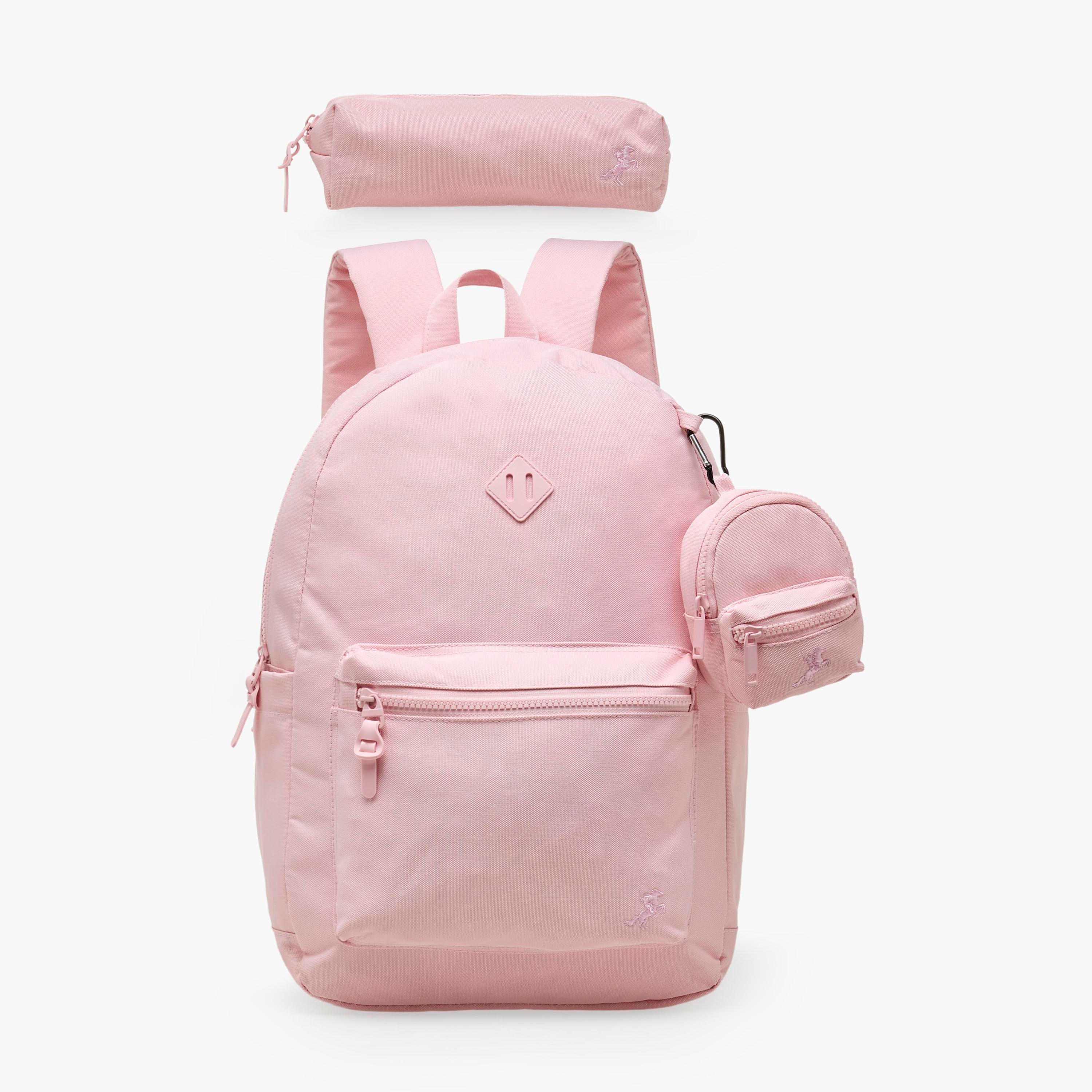 طقم شنطة ظهر مدرسية سادة للأطفال من 8 إلى 13 سنة مع مقلمة وباوتش - 17 بوصة-school-bagsandbackpacks-backpacks-image-2