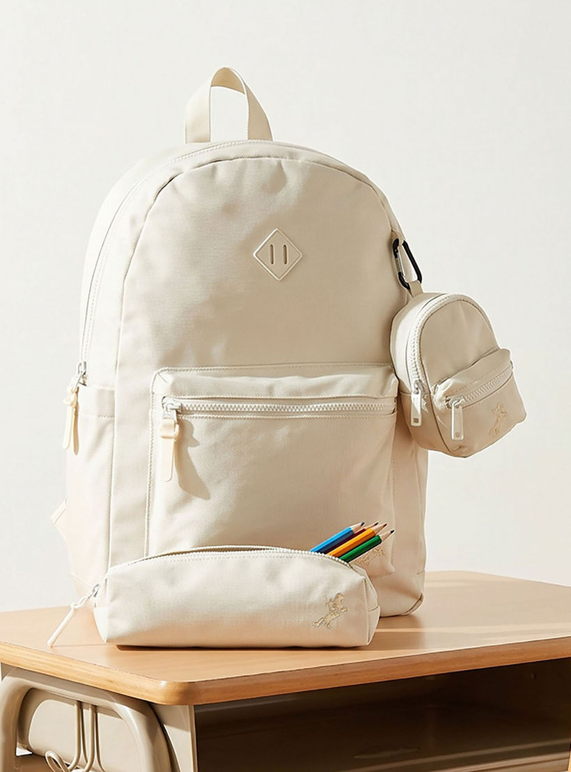Solid 3-Piece Backpack School Bag Set for Kids 8-13 Years with Pencil Case and Pouch - 17 inch-school-bagsandbackpacks-backpacks-image-1