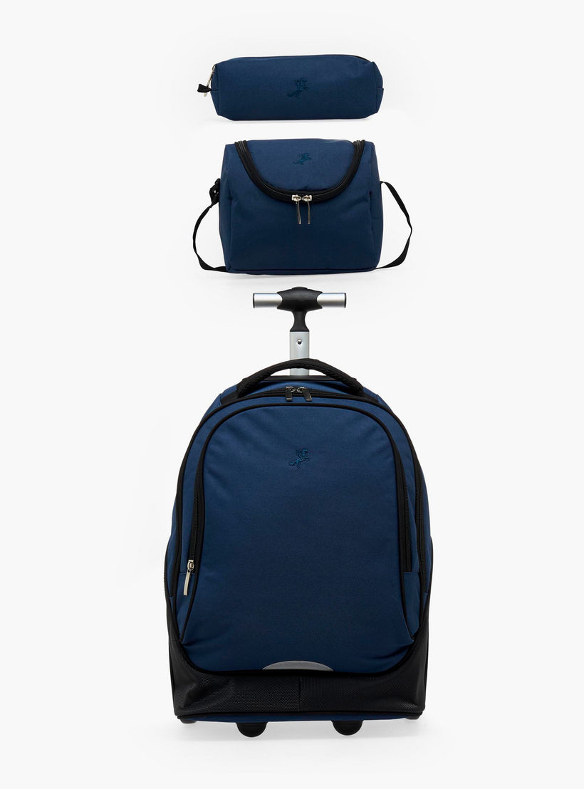 Solid 3-Piece Trolley School Bag Set for Kids 8-13 Years with Pencil Pouch and Lunch Bag - 18 inch-school-bagsandbackpacks-trolleybags-image-2