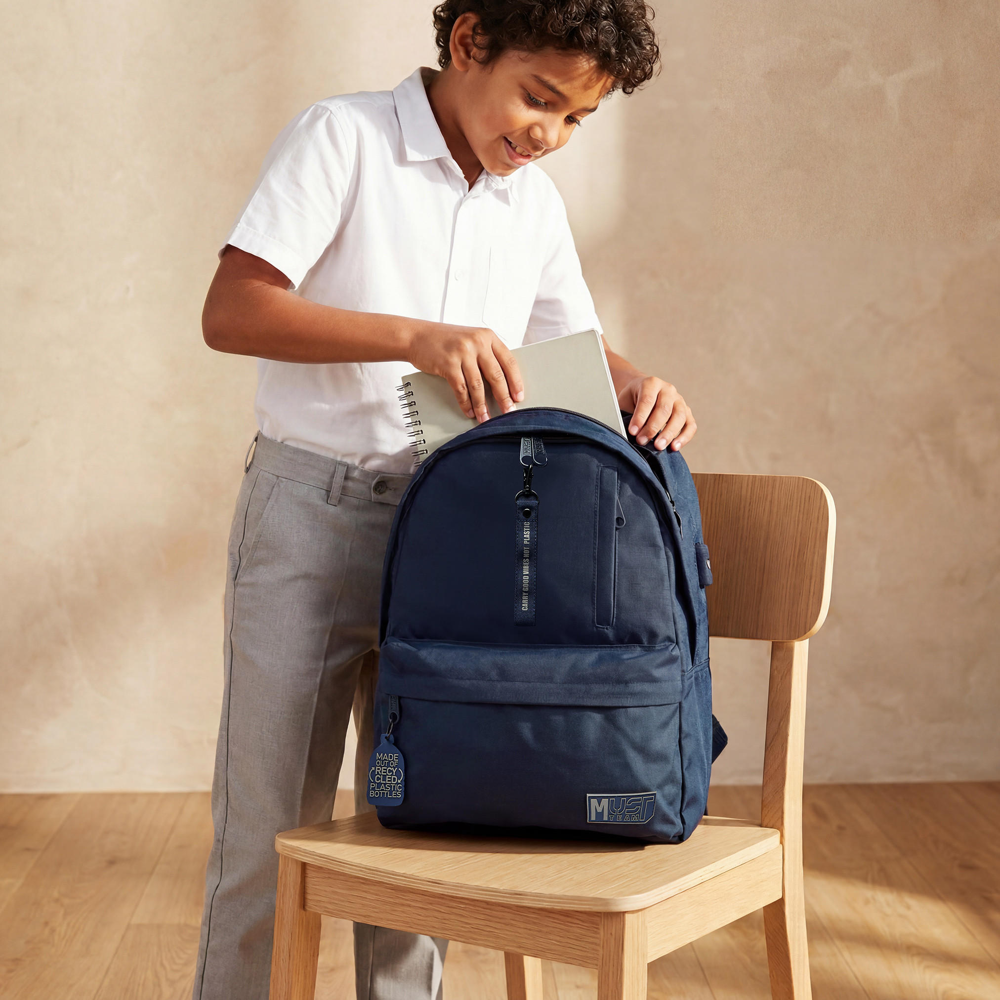 MustTeam Solid Backpack for Boys 8-13 Years with Adjustable Shoulder Straps - 17 inches-school-bagsandbackpacks-backpacks-image-3