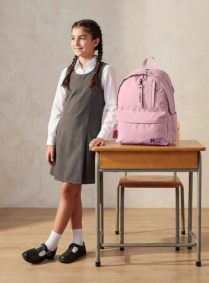 MustTeam Solid Backpack for Girls 8-13 Years with Adjustable Shoulder Straps - 17 inches-school-bagsandbackpacks-backpacks-image-3