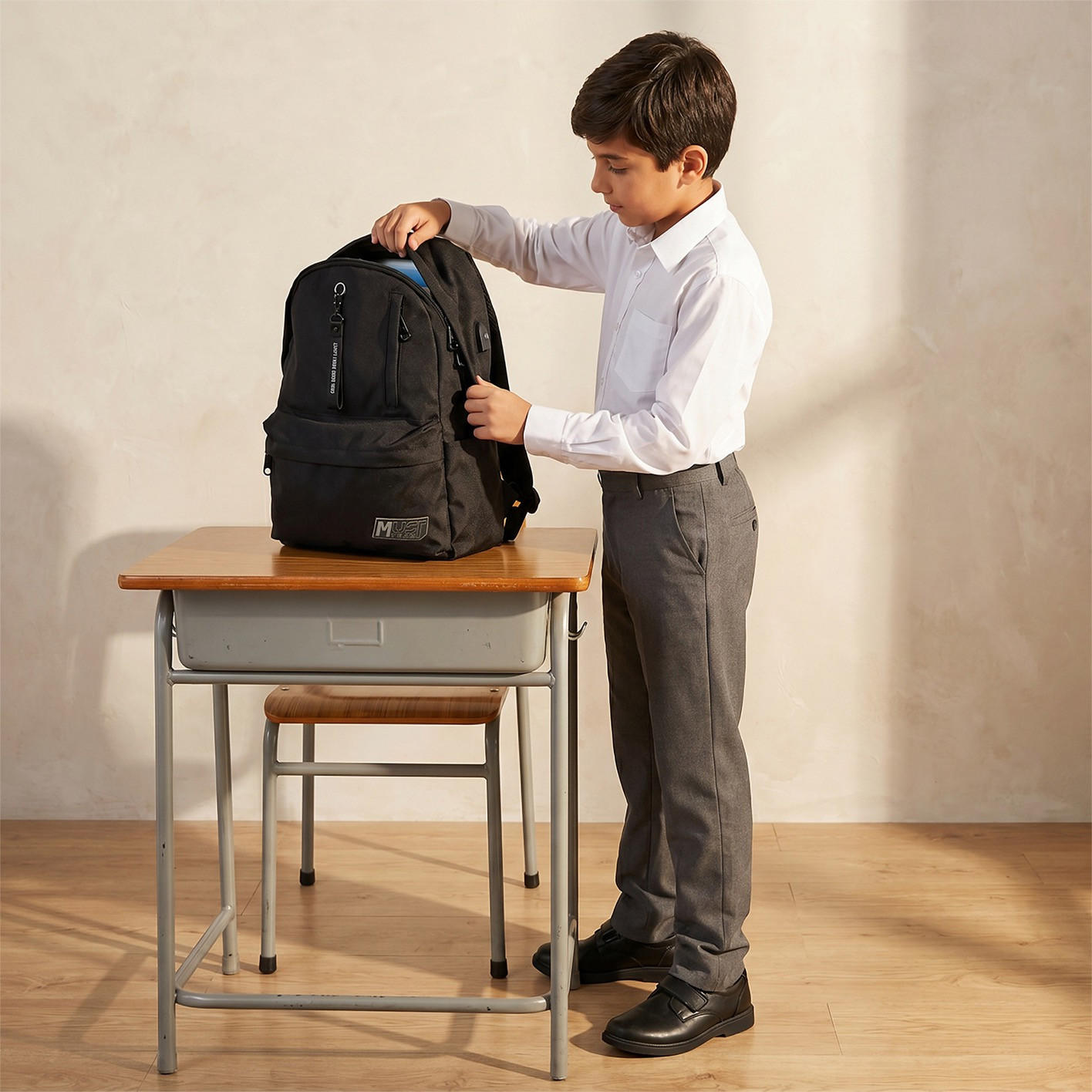 شنطة ظهر سادة بحمالات قابلة للتعديل للأولاد من 8-13 سنة من ماست تيم - 17 بوصة-school-bagsandbackpacks-backpacks-image-3
