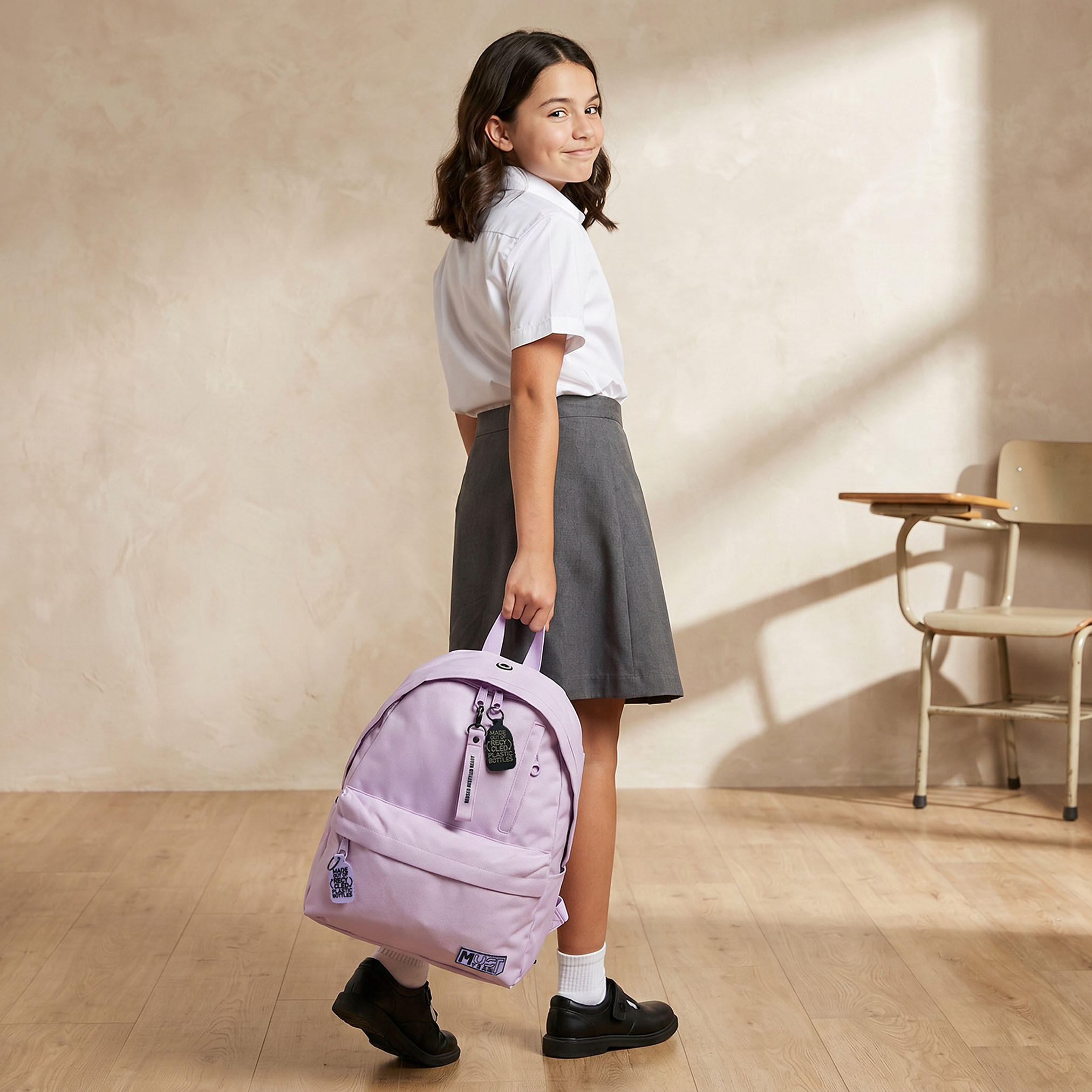 شنطة ظهر سادة للبنات 8-13 سنة بأحزمة قابلة للتعديل من مست تيم - 17 بوصة-school-bagsandbackpacks-backpacks-image-3