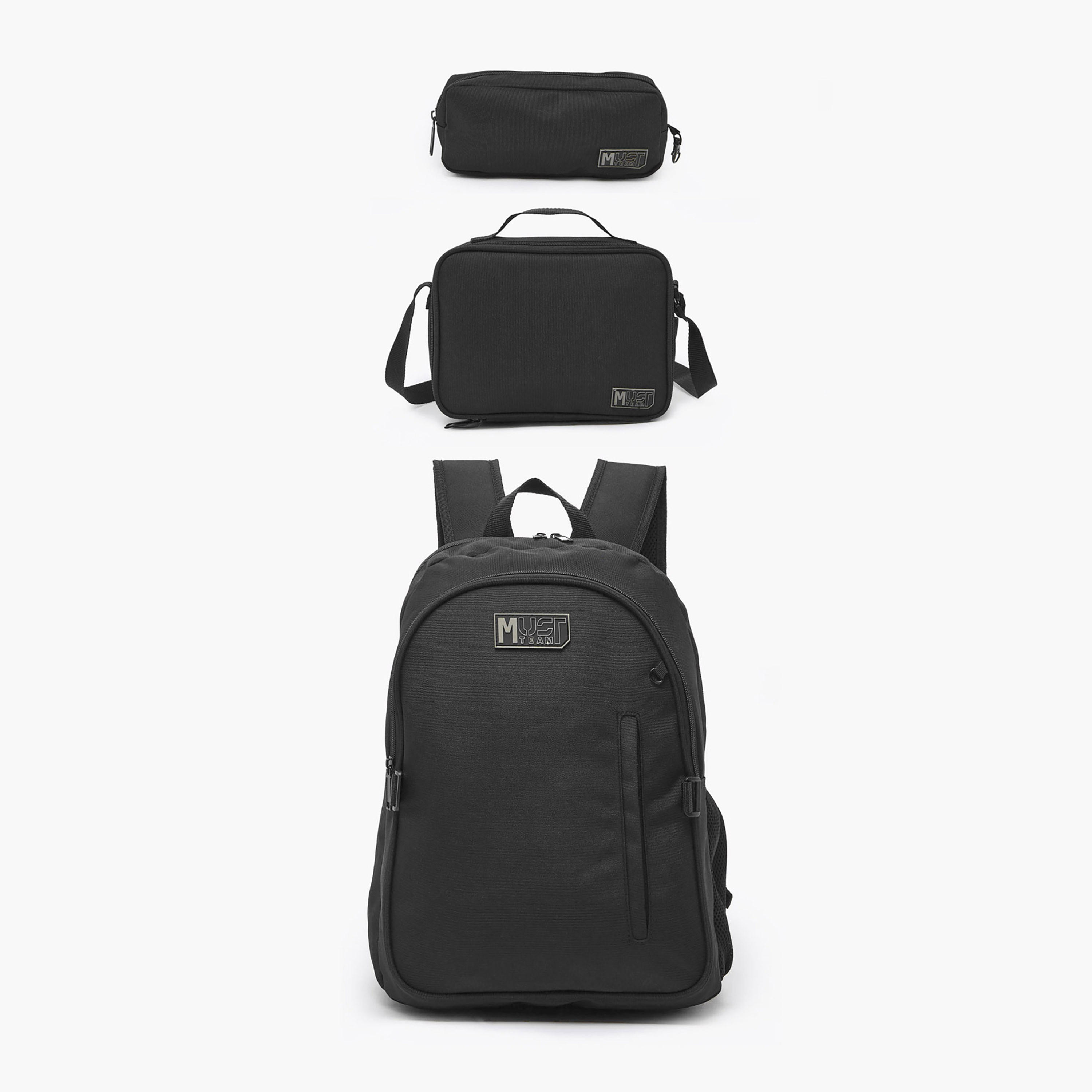 MustTeam Solid 3-Piece School Backpack Set Boys 8-13 Years with Lunch Bag and Pouch - 16 inches-school-bagsandbackpacks-backpacks-image-2