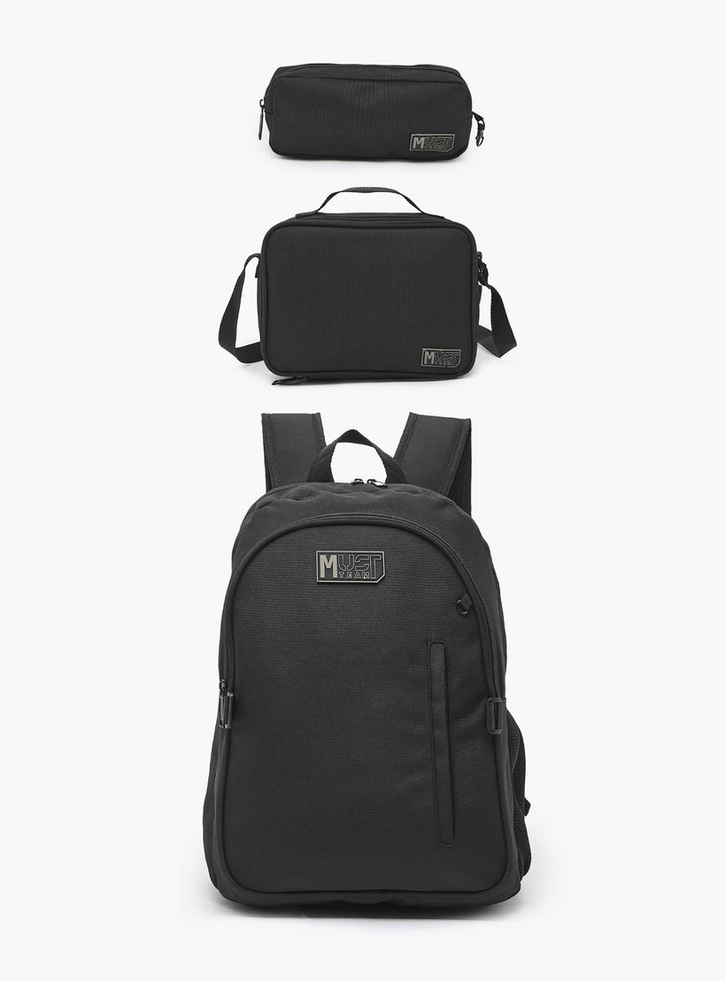 MustTeam Solid 3-Piece School Backpack Set Boys 8-13 Years with Lunch Bag and Pouch - 16 inches-school-bagsandbackpacks-backpacks-image-2