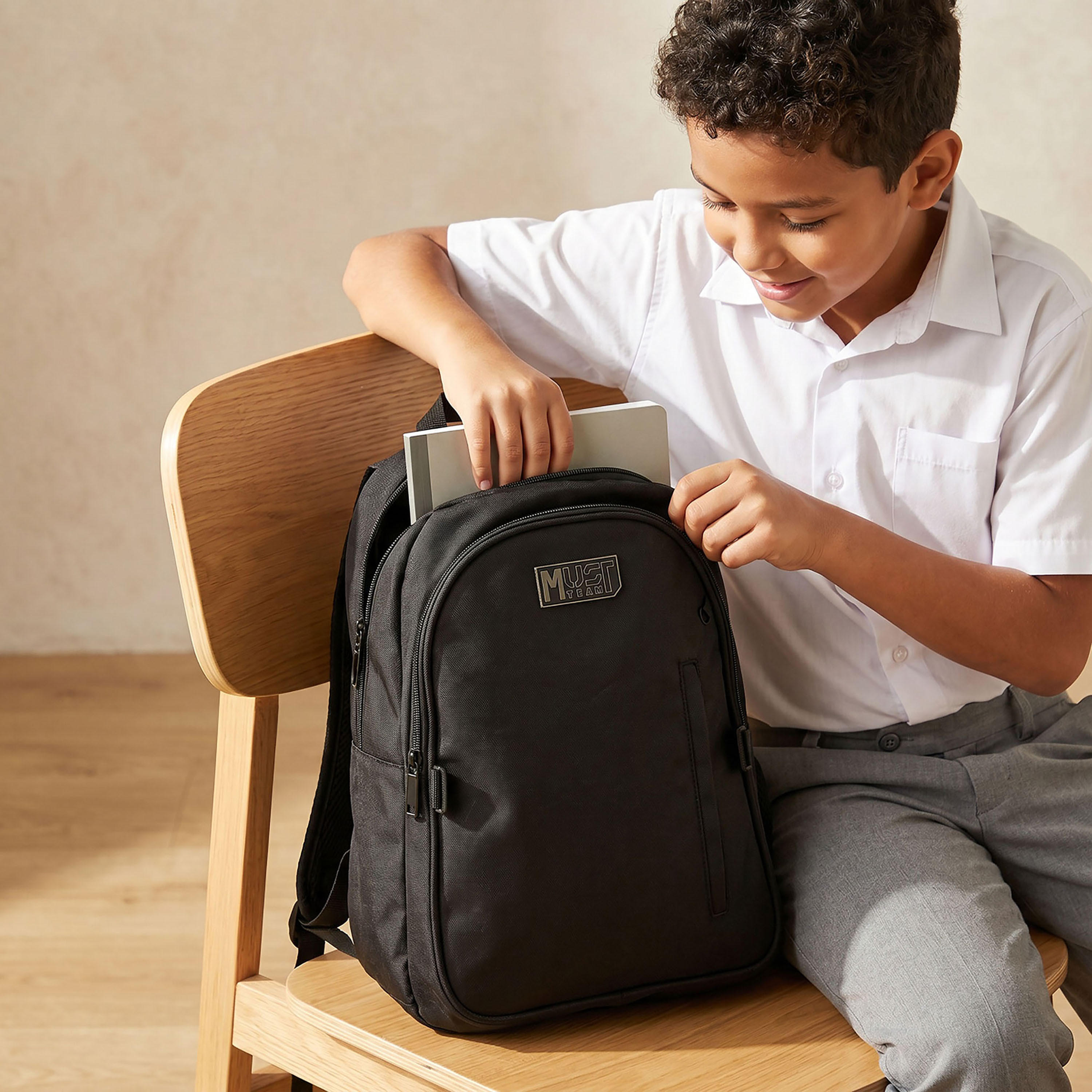 MustTeam Solid 3-Piece School Backpack Set Boys 8-13 Years with Lunch Bag and Pouch - 16 inches-school-bagsandbackpacks-backpacks-image-4