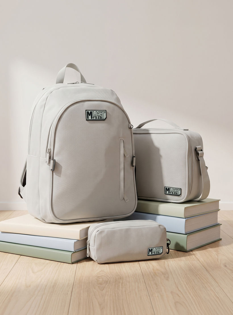 MustTeam Solid 3-Piece Backpack School Set for Boys 8-13 Years with Lunch Bag and Pouch - 16 inches-school-bagsandbackpacks-backpacks-image-1