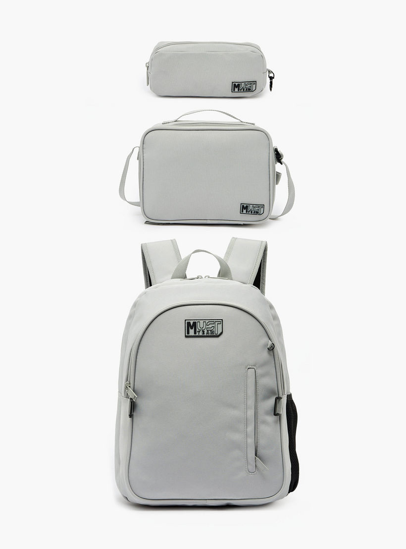 MustTeam Solid 3-Piece Backpack School Set for Boys 8-13 Years with Lunch Bag and Pouch - 16 inches-school-bagsandbackpacks-backpacks-image-2
