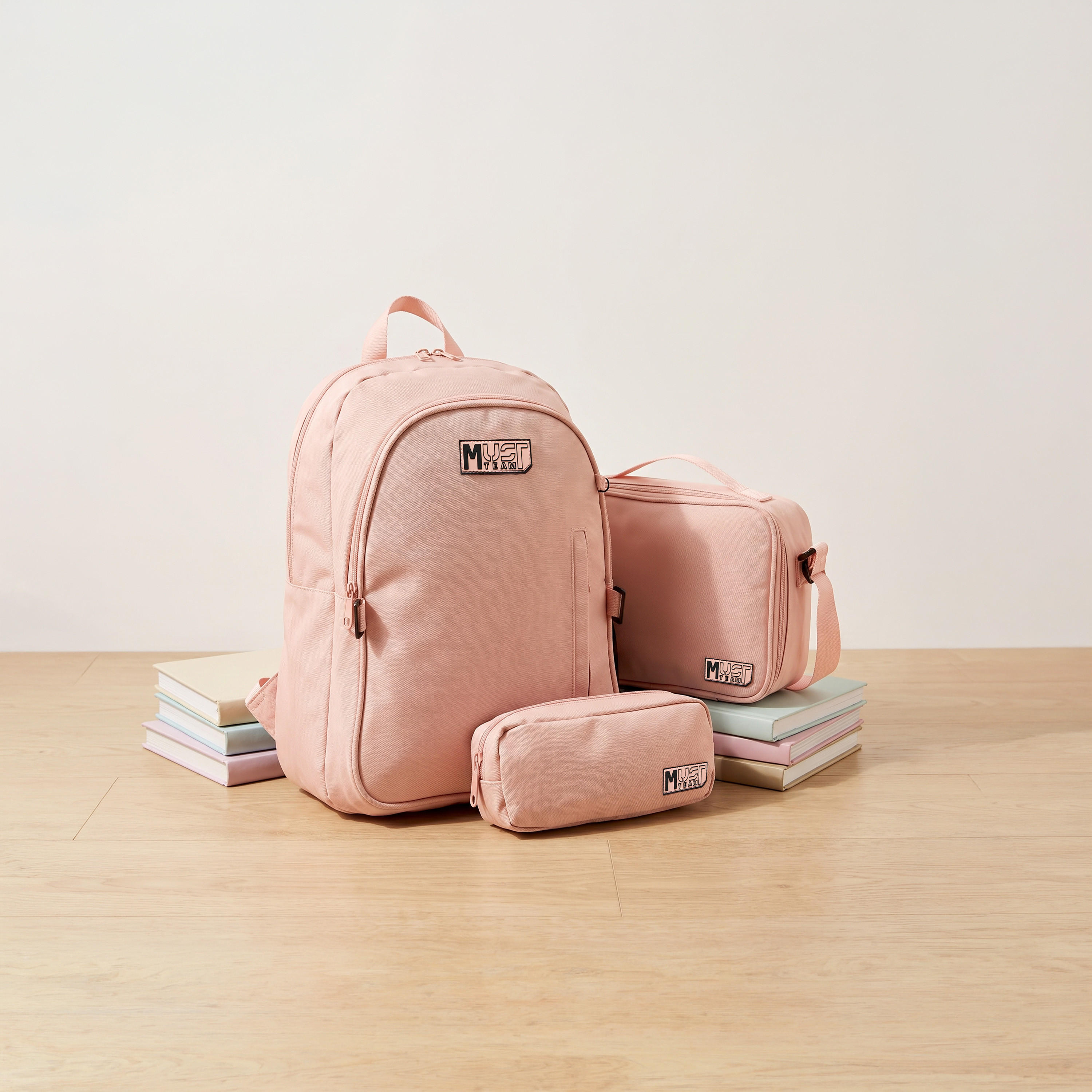 MustTeam Solid 3-Piece Backpack School Set for Girls 8-13 Years with Lunch Bag and Pouch - 16 inches-school-bagsandbackpacks-backpacks-image-1