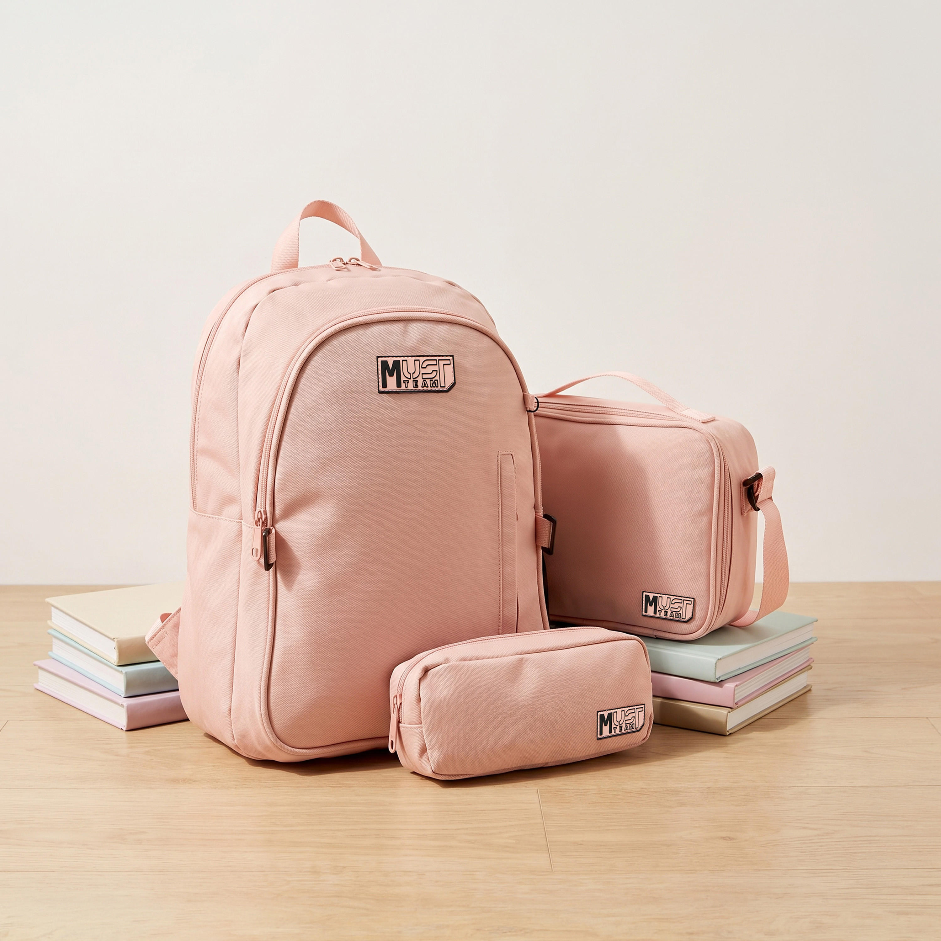 MustTeam Solid 3-Piece Backpack School Set for Girls 8-13 Years with Lunch Bag and Pouch - 16 inches-school-bagsandbackpacks-backpacks-image-1