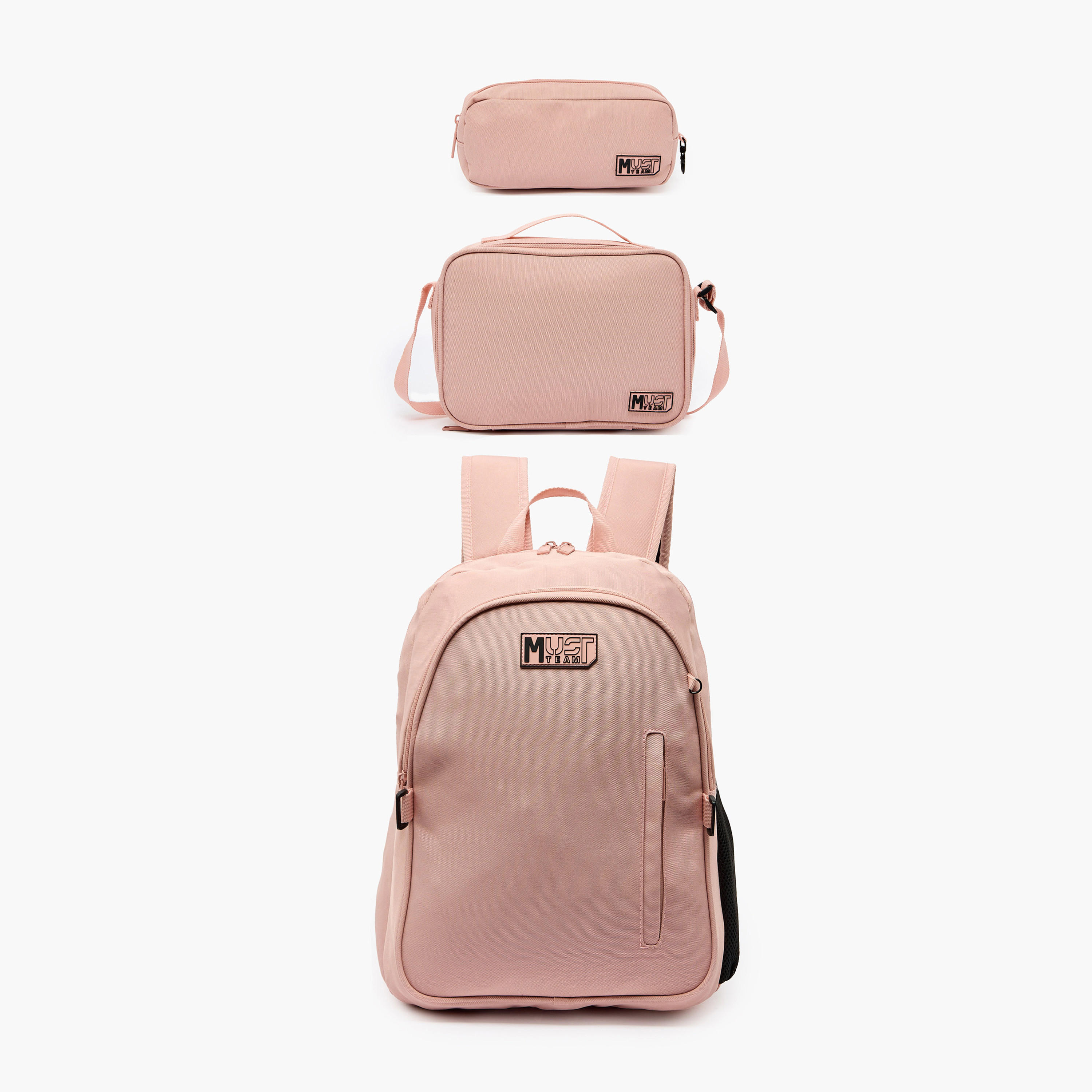 MustTeam Solid 3-Piece Backpack School Set for Girls 8-13 Years with Lunch Bag and Pouch - 16 inches-school-bagsandbackpacks-backpacks-image-2