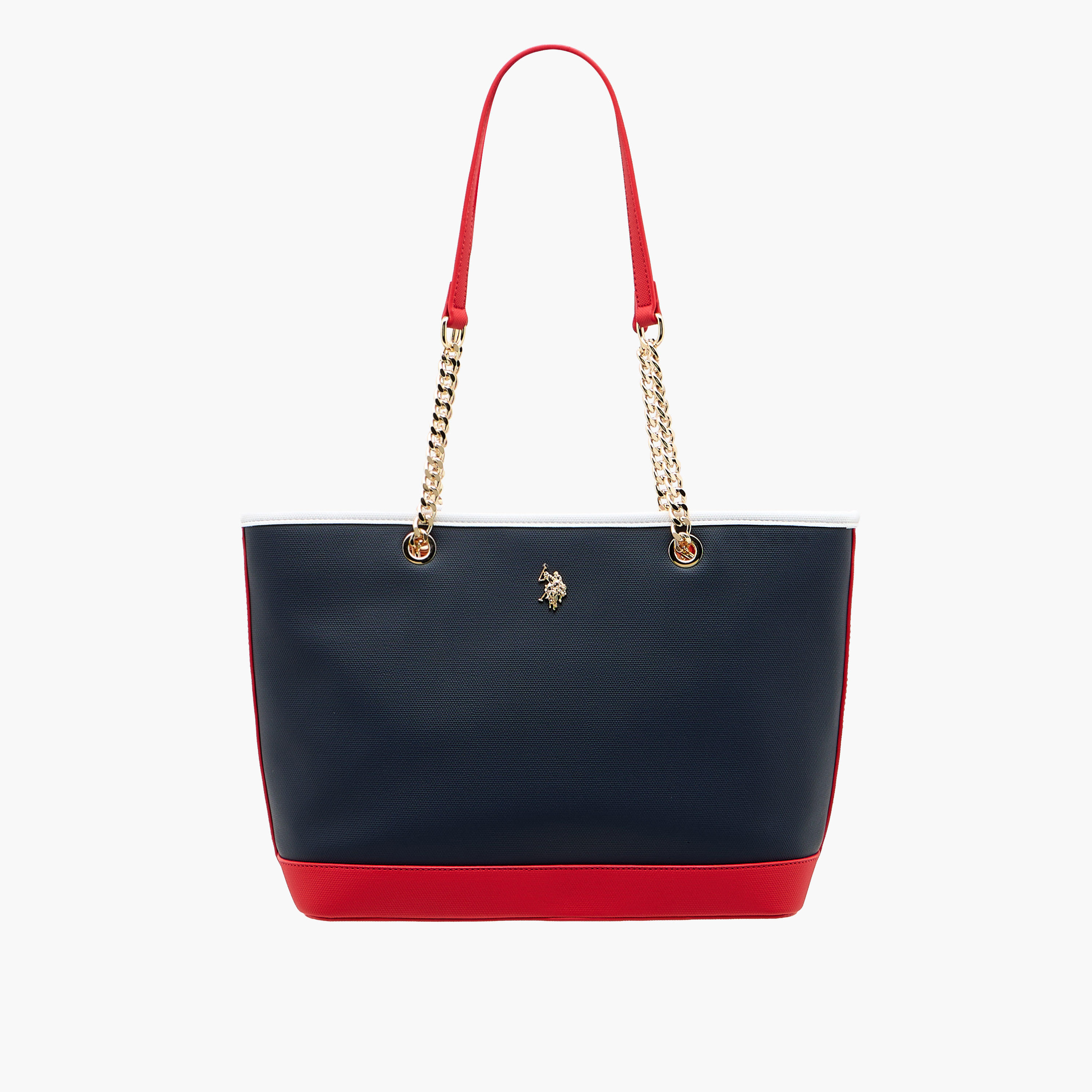 US POLO ASSN. Colourblock Tote Bag with Dual Handles-women-bagsandwallets-handbags-image-1
