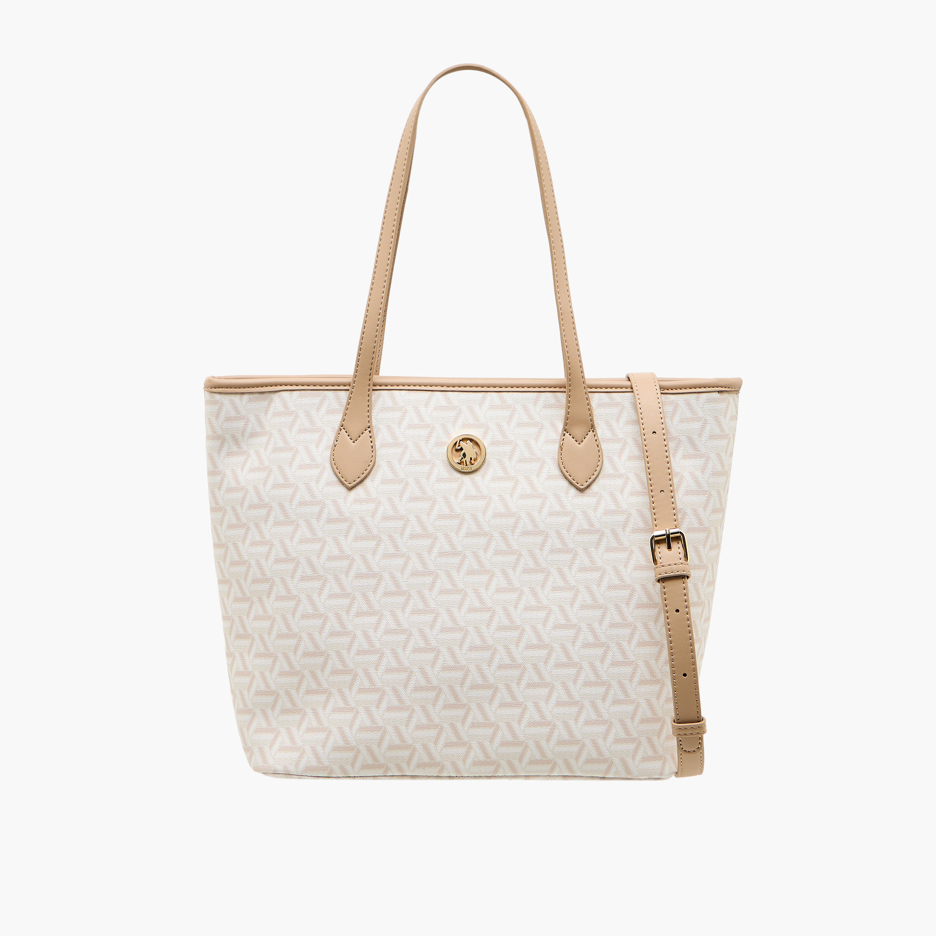 شنطة توت بطبعات هندسية وبحزام قابل للفصل من يو إس بولو أسن-women-bagsandwallets-handbags-image-8