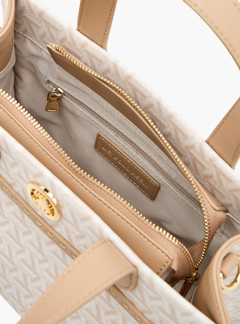 US POLO ASSN. Geometric Print Tote Bag with Detachable Strap-women-bagsandwallets-handbags-image-9