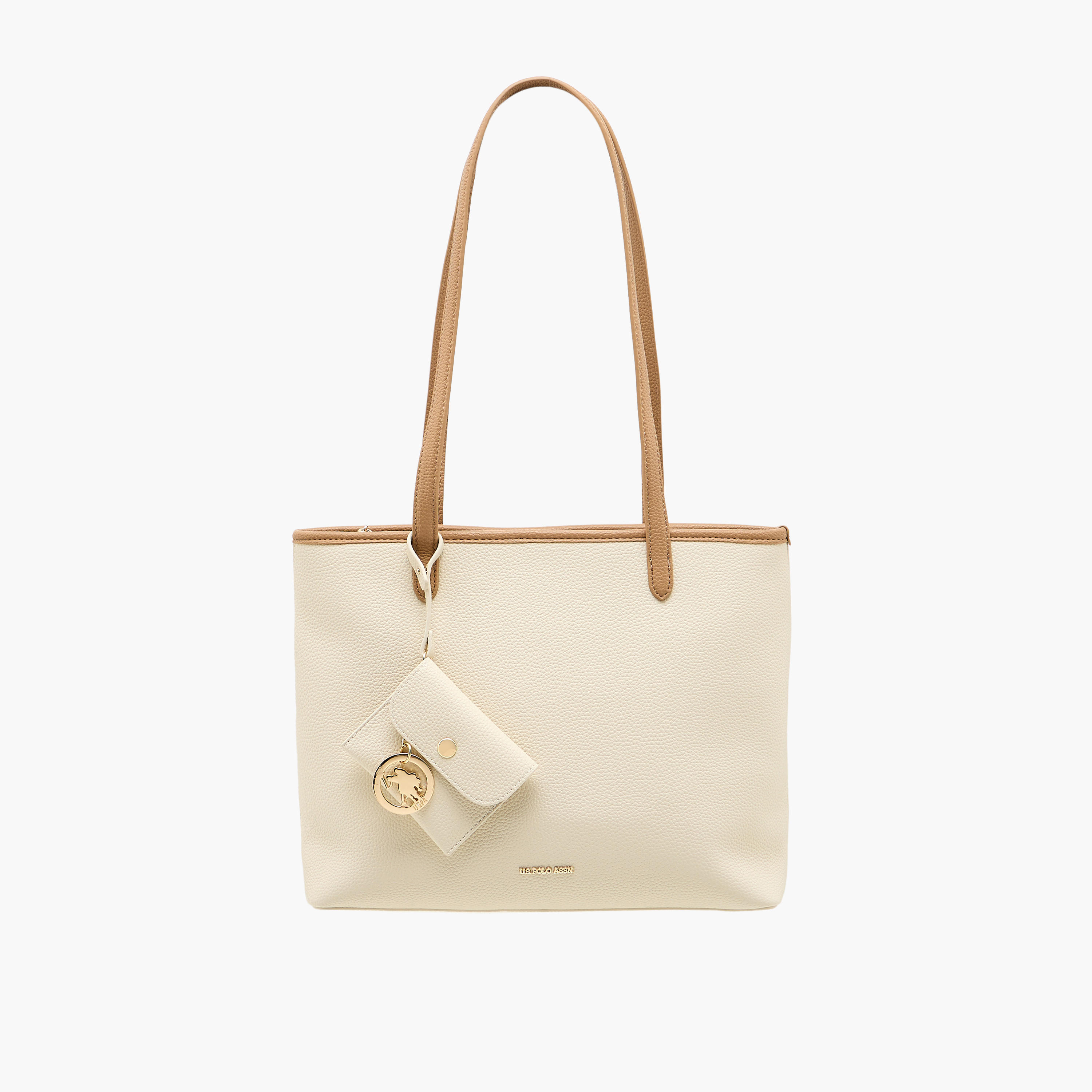 US POLO ASSN. Textured Tote Bag with Coin Pouch-women-bagsandwallets-handbags-image-1