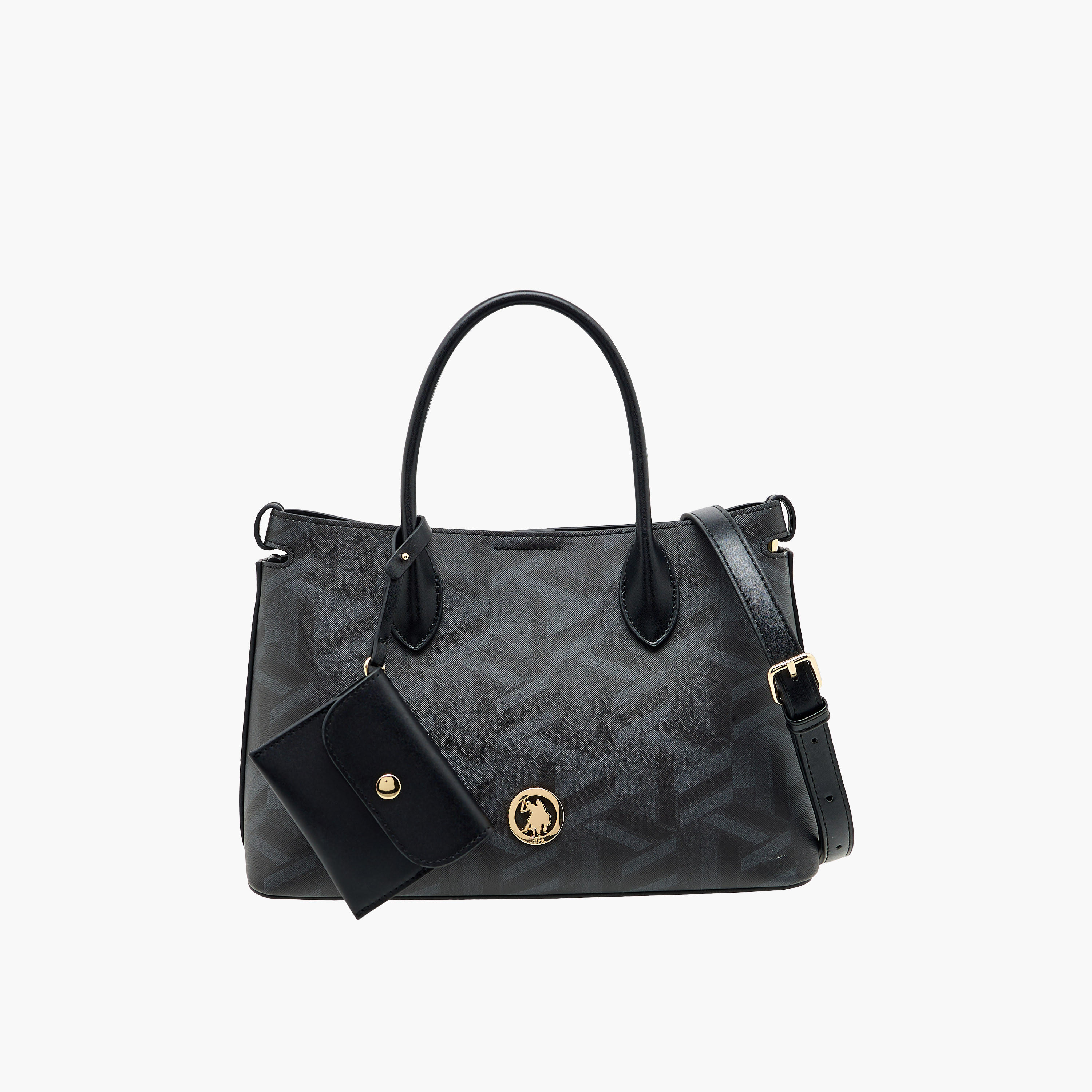 US POLO ASSN. Geometric Print Tote Bag with Coin Pouch-women-bagsandwallets-handbags-image-1