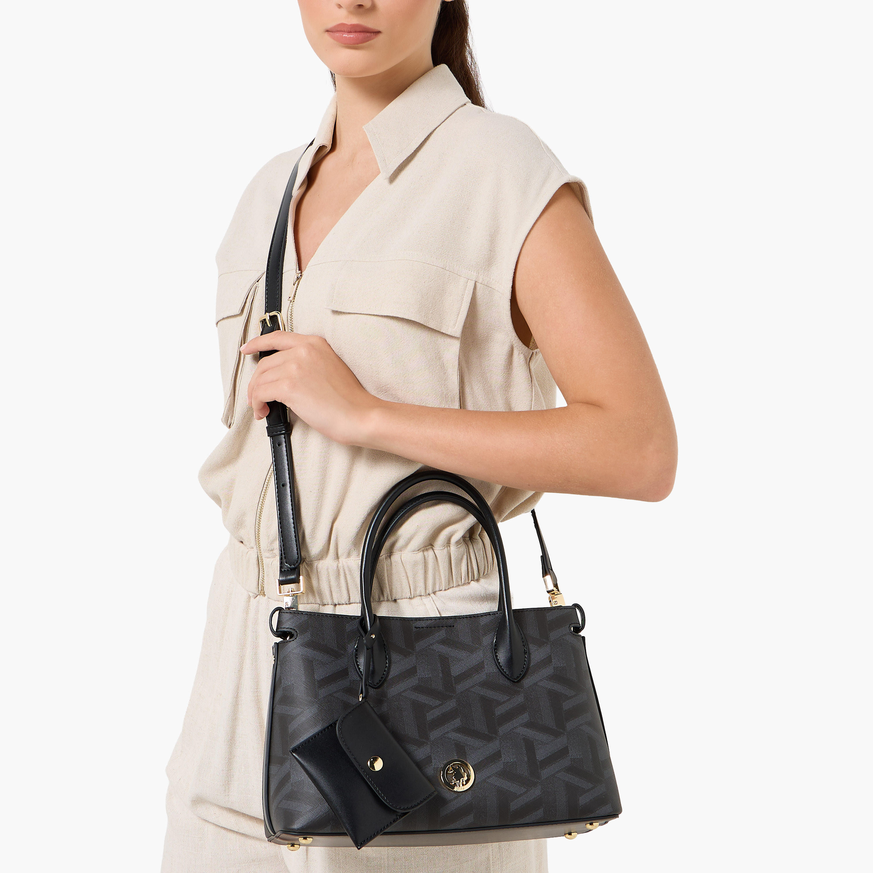 US POLO ASSN. Geometric Print Tote Bag with Coin Pouch-women-bagsandwallets-handbags-image-8