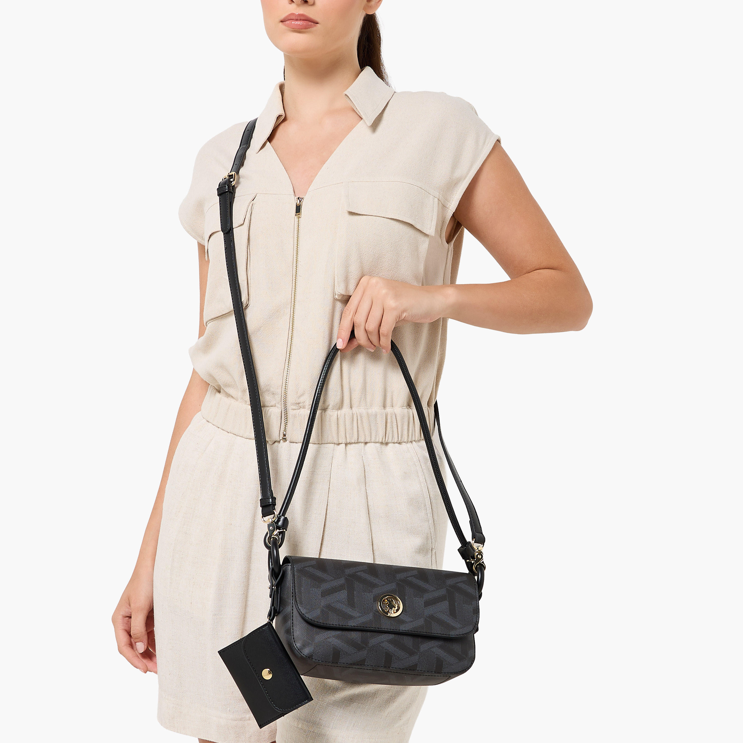 US POLO ASSN. Geometric Print Crossbody Bag with Coin Pouch-women-bagsandwallets-handbags-image-8