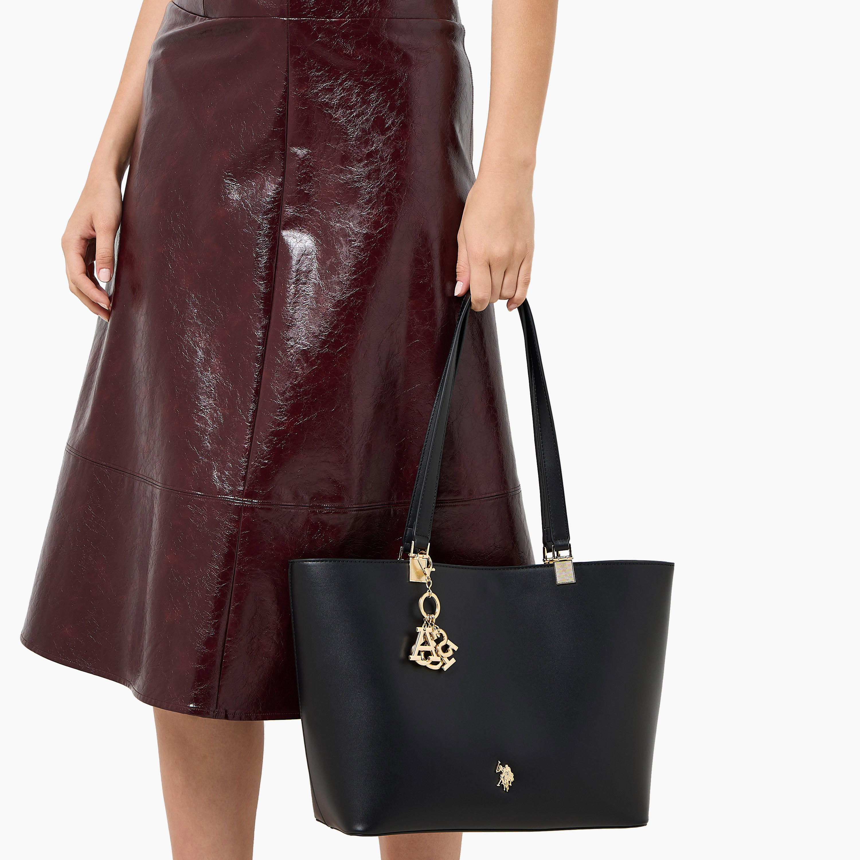 US POLO ASSN. Charm Detail Tote Bag with Detachable Strap-women-bagsandwallets-handbags-image-2