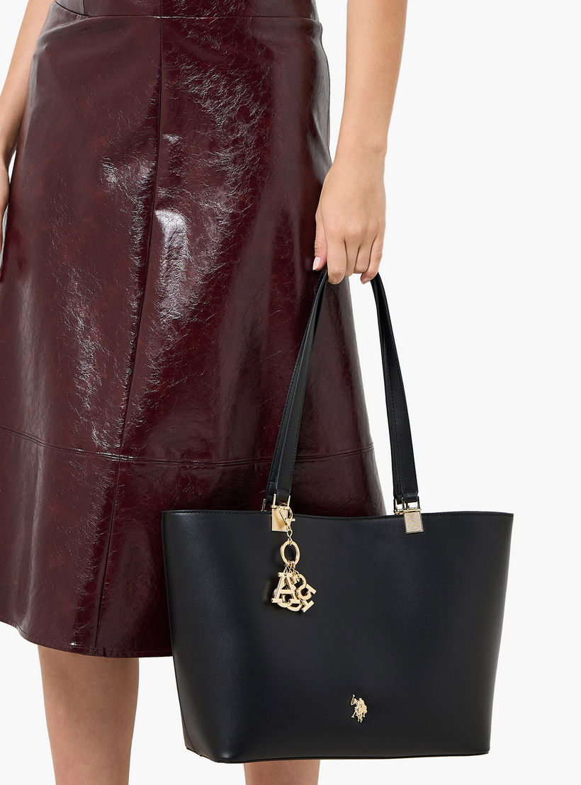 US POLO ASSN. Charm Detail Tote Bag with Detachable Strap-women-bagsandwallets-handbags-image-2
