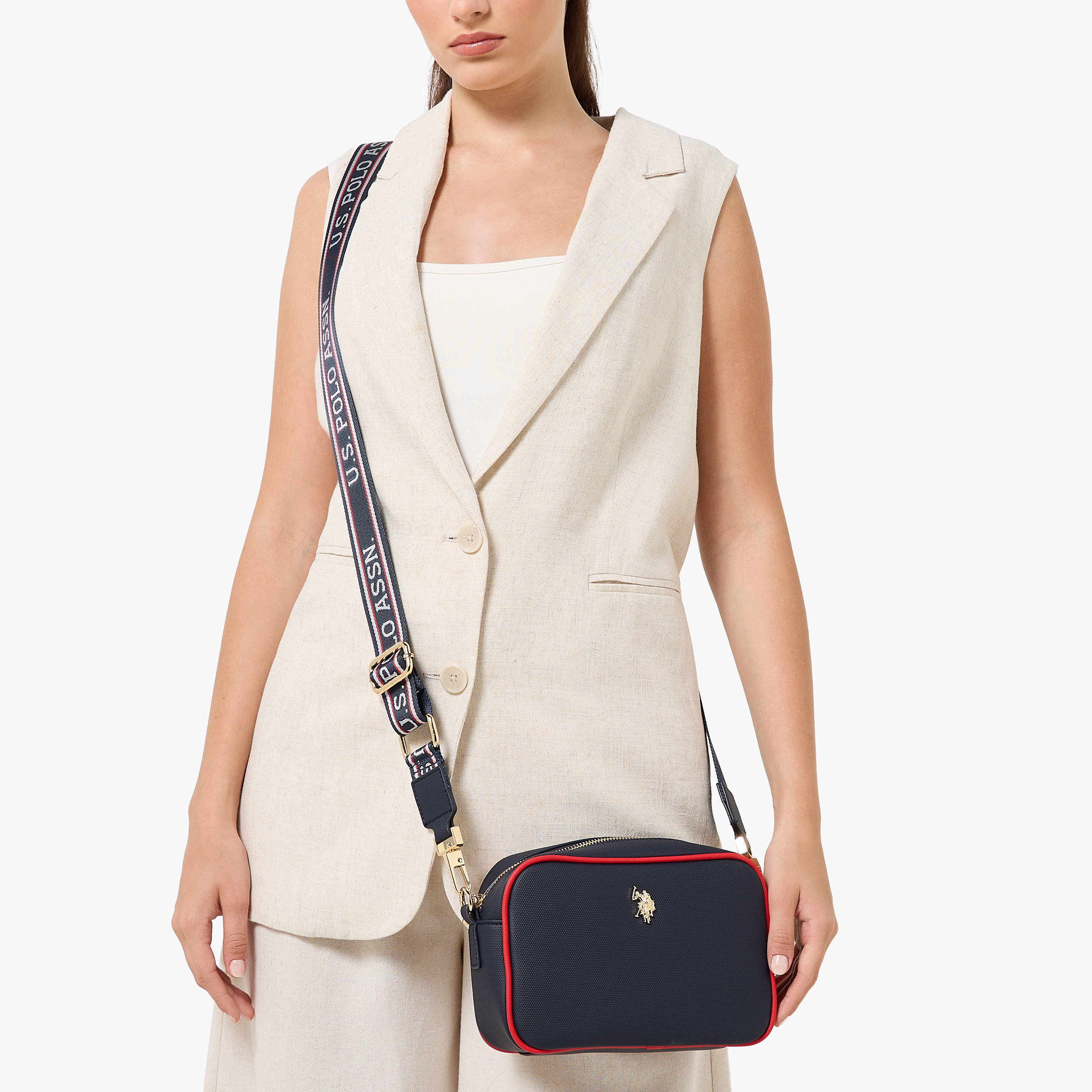 US POLO ASSN. Textured Crossbody Bag with Adjustable Strap-women-bagsandwallets-handbags-image-2