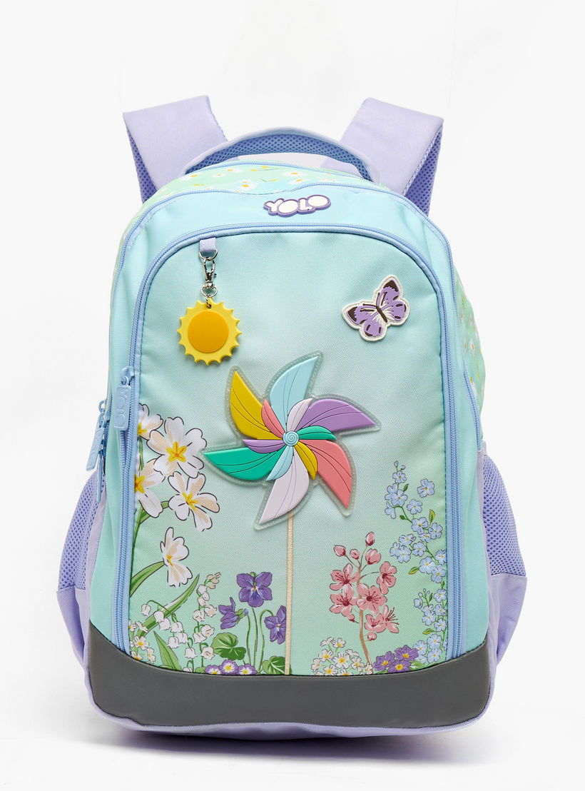 شنطة ظهر بأحزمة مبطنة وطبعات زهرية للبنات بعمر 8-13 سنة من يولو - 18 بوصة-school-bagsandbackpacks-backpacks-image-6