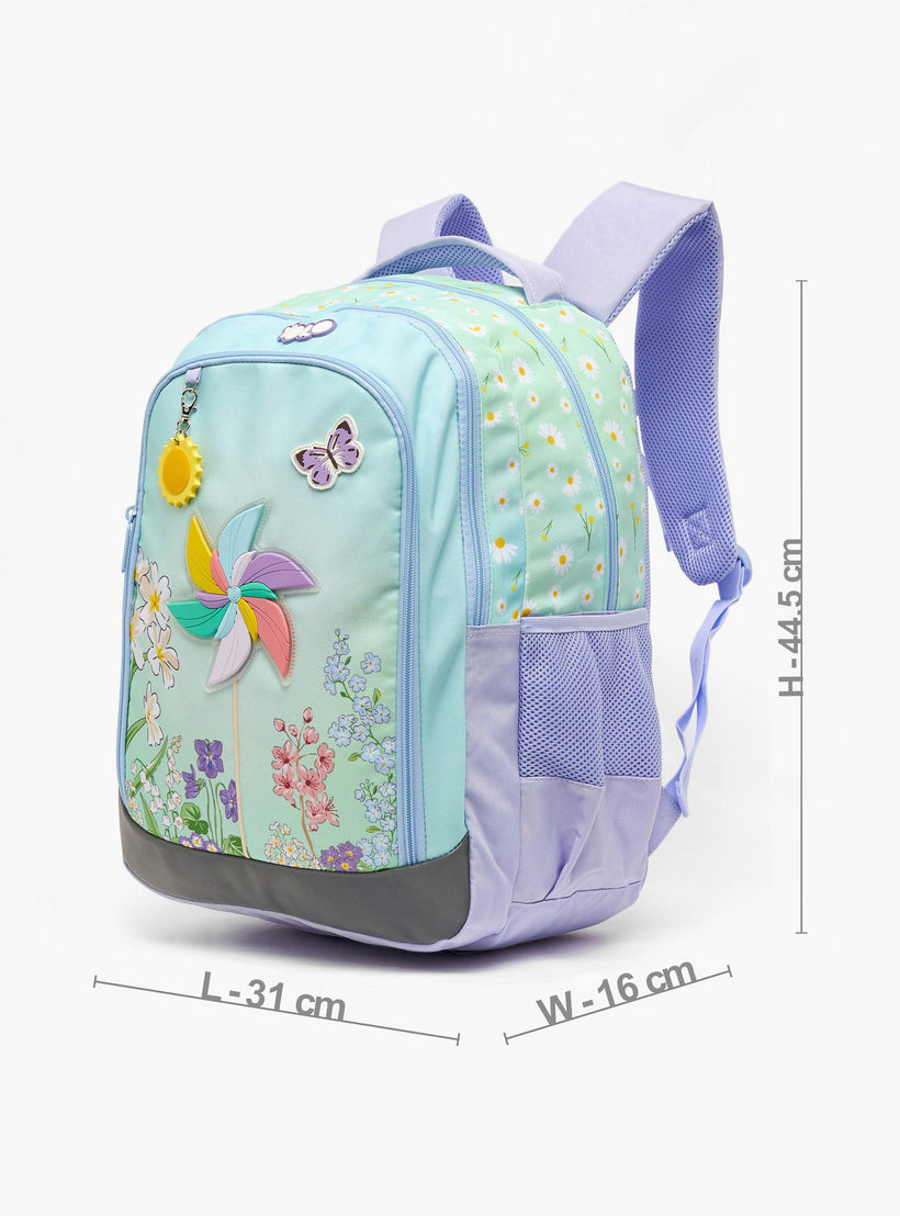 شنطة ظهر بأحزمة مبطنة وطبعات زهرية للبنات بعمر 8-13 سنة من يولو - 18 بوصة-school-bagsandbackpacks-backpacks-image-12