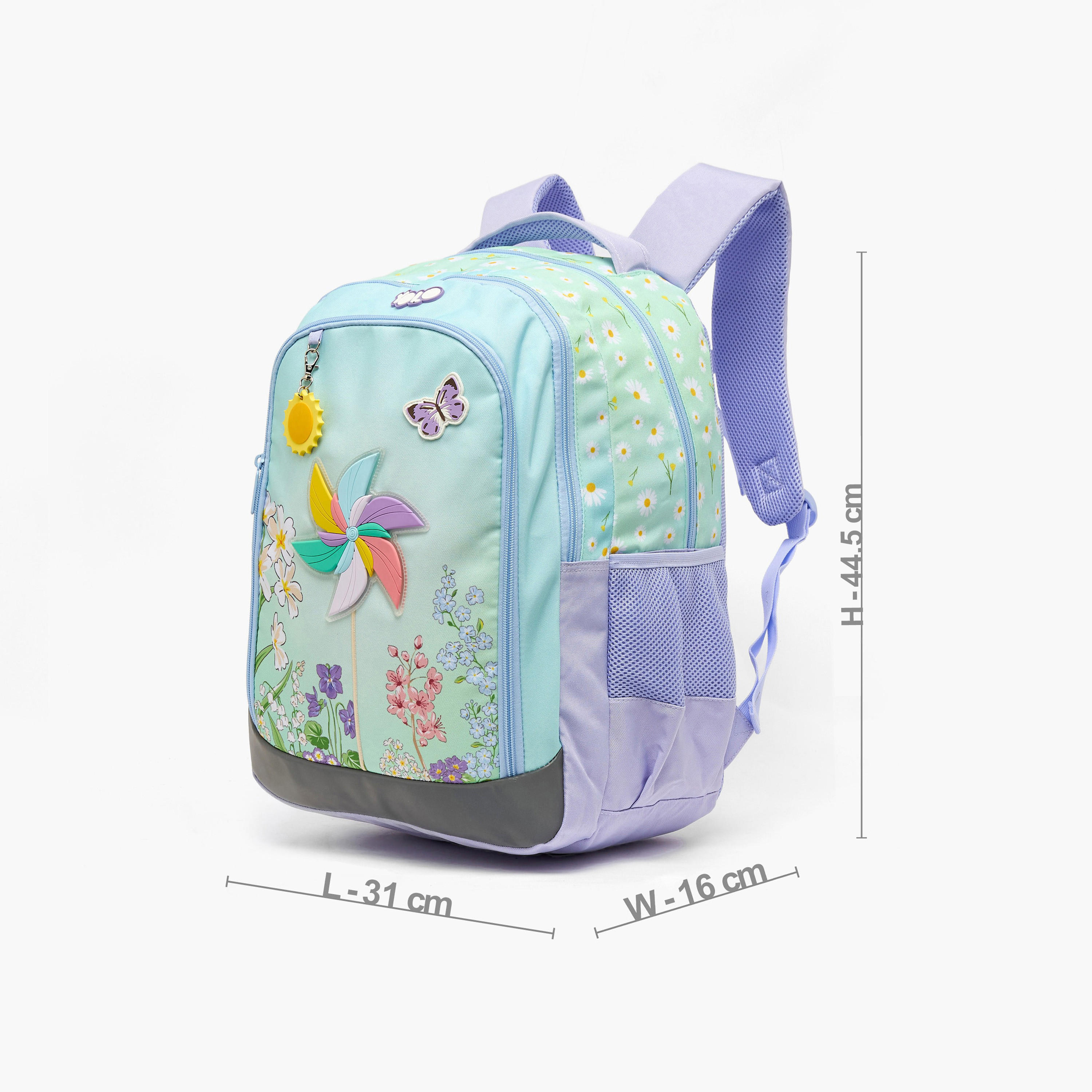 شنطة ظهر بأحزمة مبطنة وطبعات زهرية للبنات بعمر 8-13 سنة من يولو - 18 بوصة-school-bagsandbackpacks-backpacks-image-2