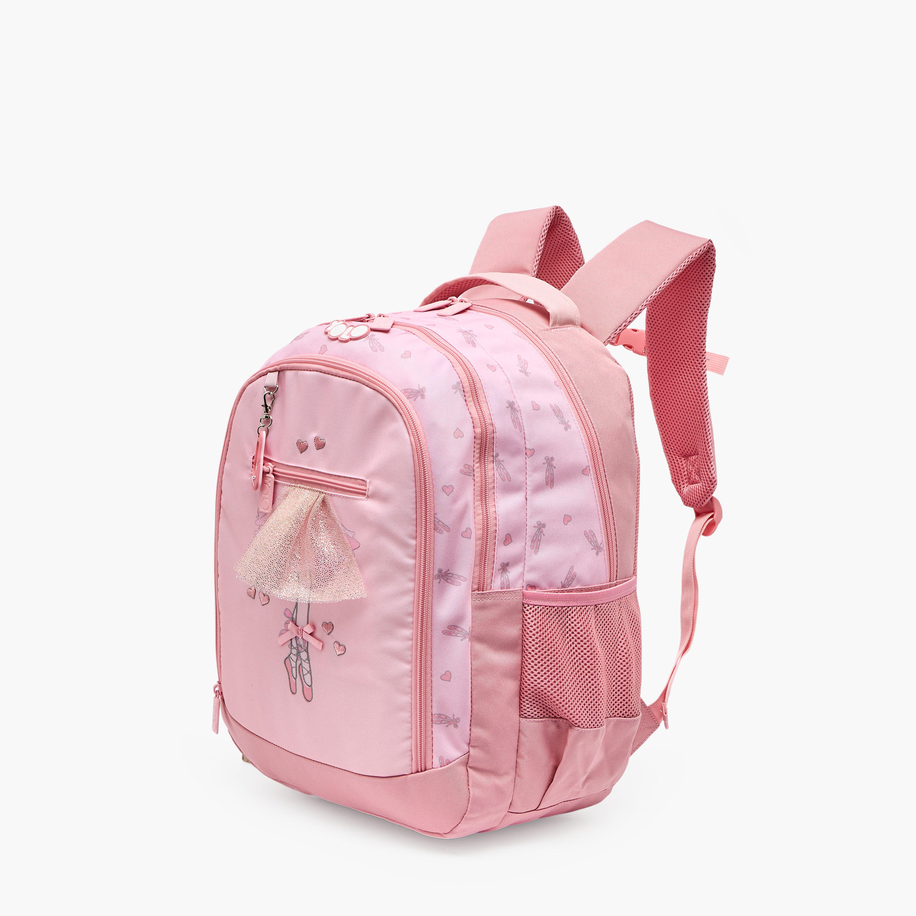 شنطة ظهر بطبعة باليرينا للبنات من 8-13 سنة مع أحزمة كتف مبطنة - 18 بوصة من يولو-school-bagsandbackpacks-backpacks-image-7