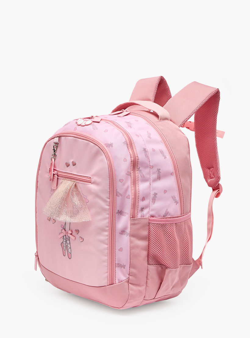 شنطة ظهر بطبعة باليرينا للبنات من 8-13 سنة مع أحزمة كتف مبطنة - 18 بوصة من يولو-school-bagsandbackpacks-backpacks-image-7