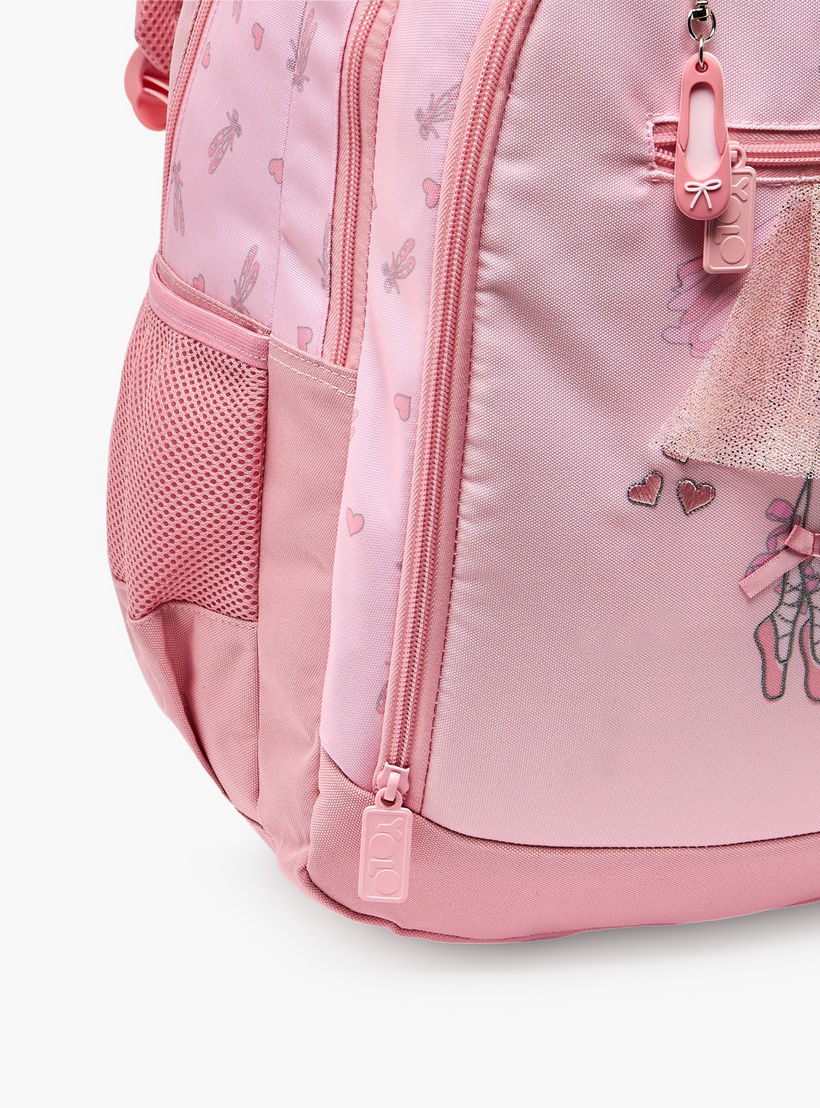 شنطة ظهر بطبعة باليرينا للبنات من 8-13 سنة مع أحزمة كتف مبطنة - 18 بوصة من يولو-school-bagsandbackpacks-backpacks-image-4