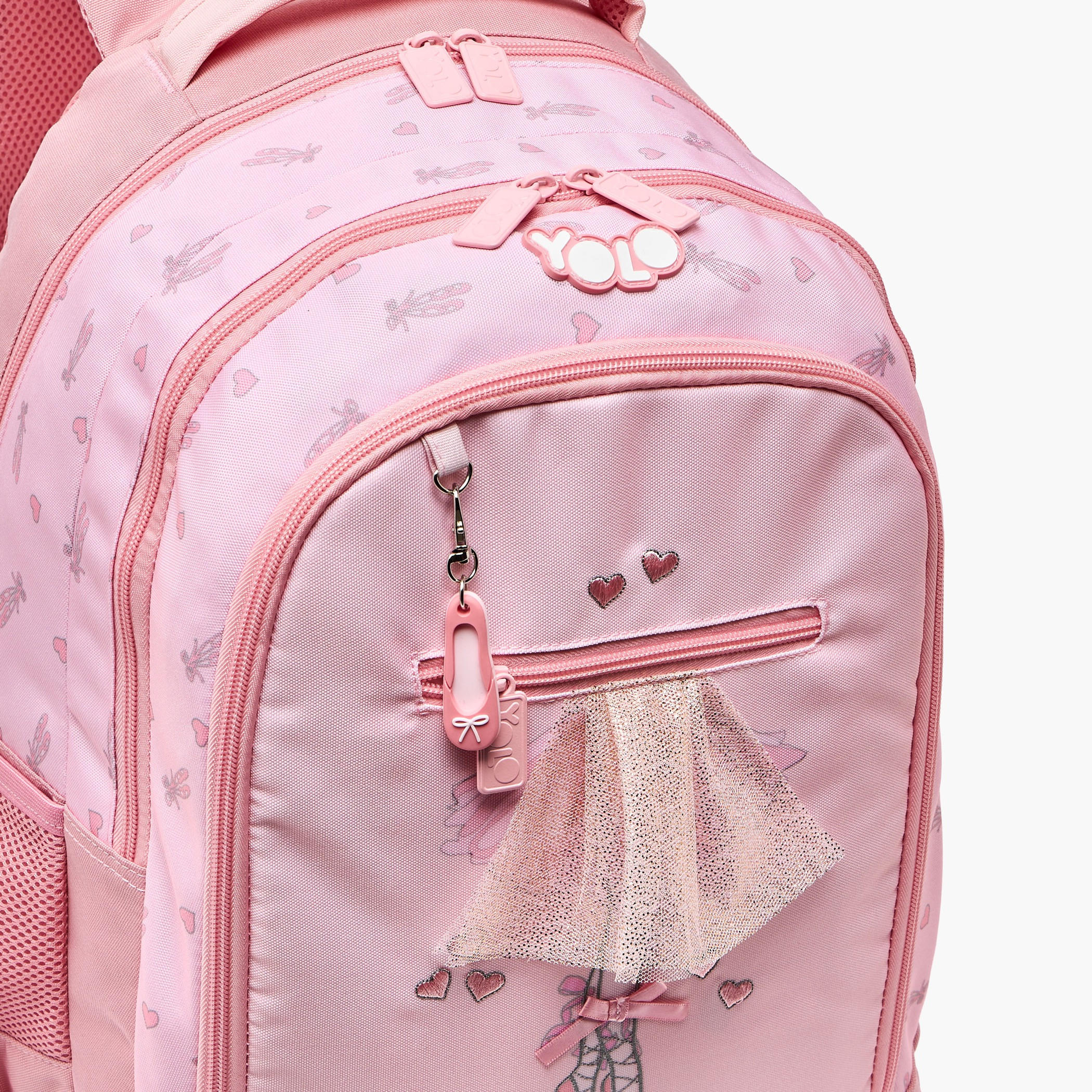 شنطة ظهر بطبعة باليرينا للبنات من 8-13 سنة مع أحزمة كتف مبطنة - 18 بوصة من يولو-school-bagsandbackpacks-backpacks-image-5